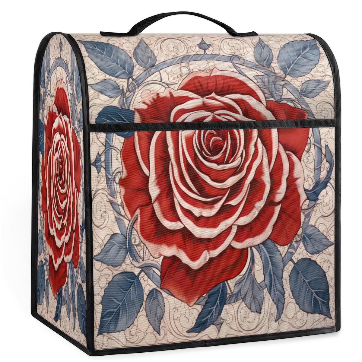 Coffee Maker Cover Rose Flower Kitchen Appliance Covers Small Appliance Covers Blender Cover Juicer Cover Dust Covers for Kitchen Appliances with Top Handle and Pockets,Washable,C572
