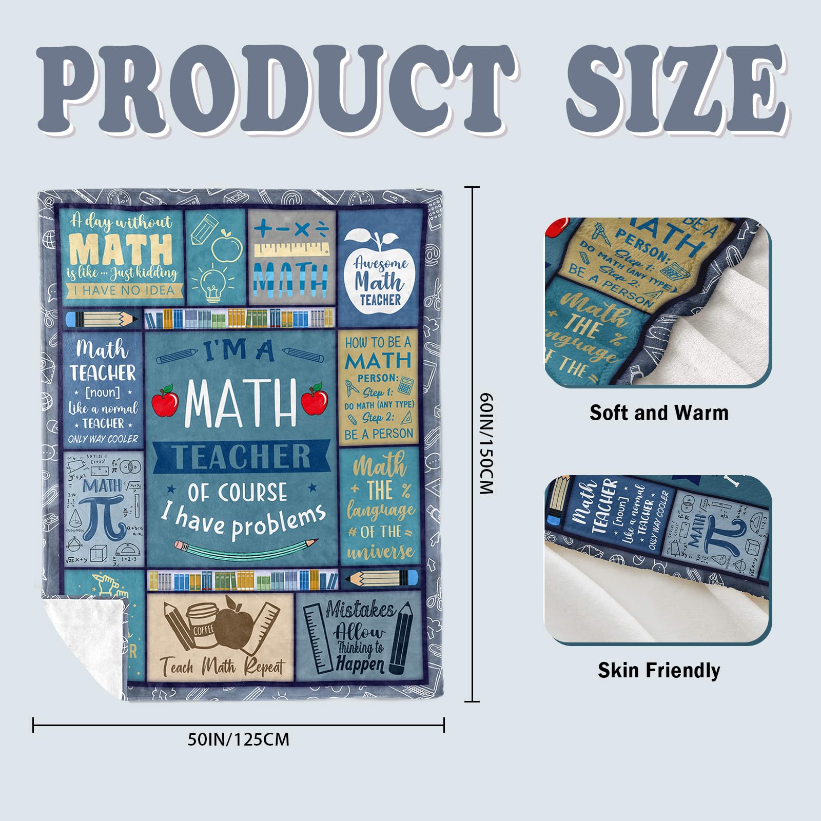Math Teacher Appreciation Gifts, Math Teacher Decor, Gifts for Math Teachers, Birthday Gifts for Math Lovers Blanket 60x50inches