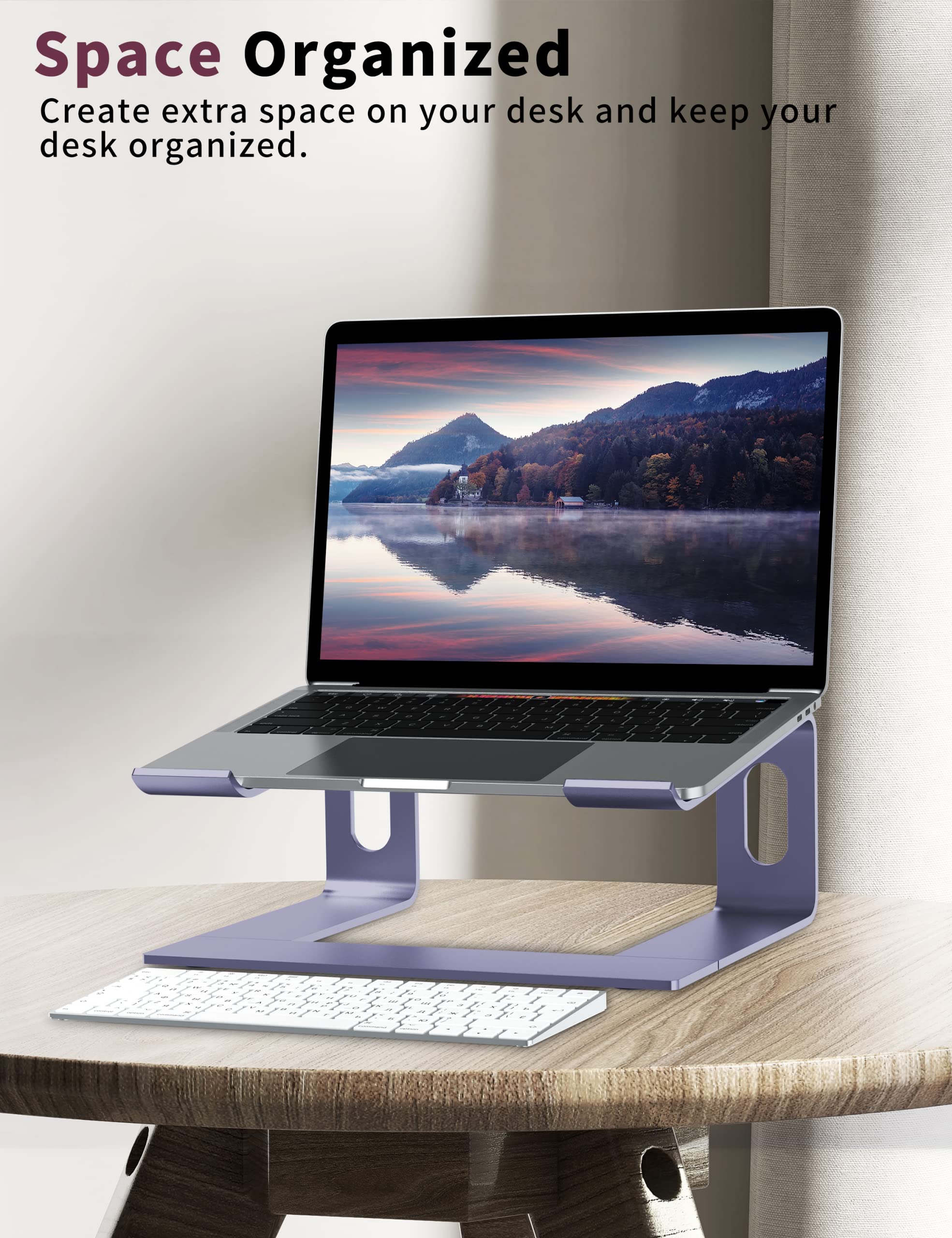 ALASHI Supporto per laptop da scrivania, supporto per computer in alluminio, supporto ergonomico per notebook, ascensore per laptop in metallo staccabile, supporto per raffreddamento PC, supporto per