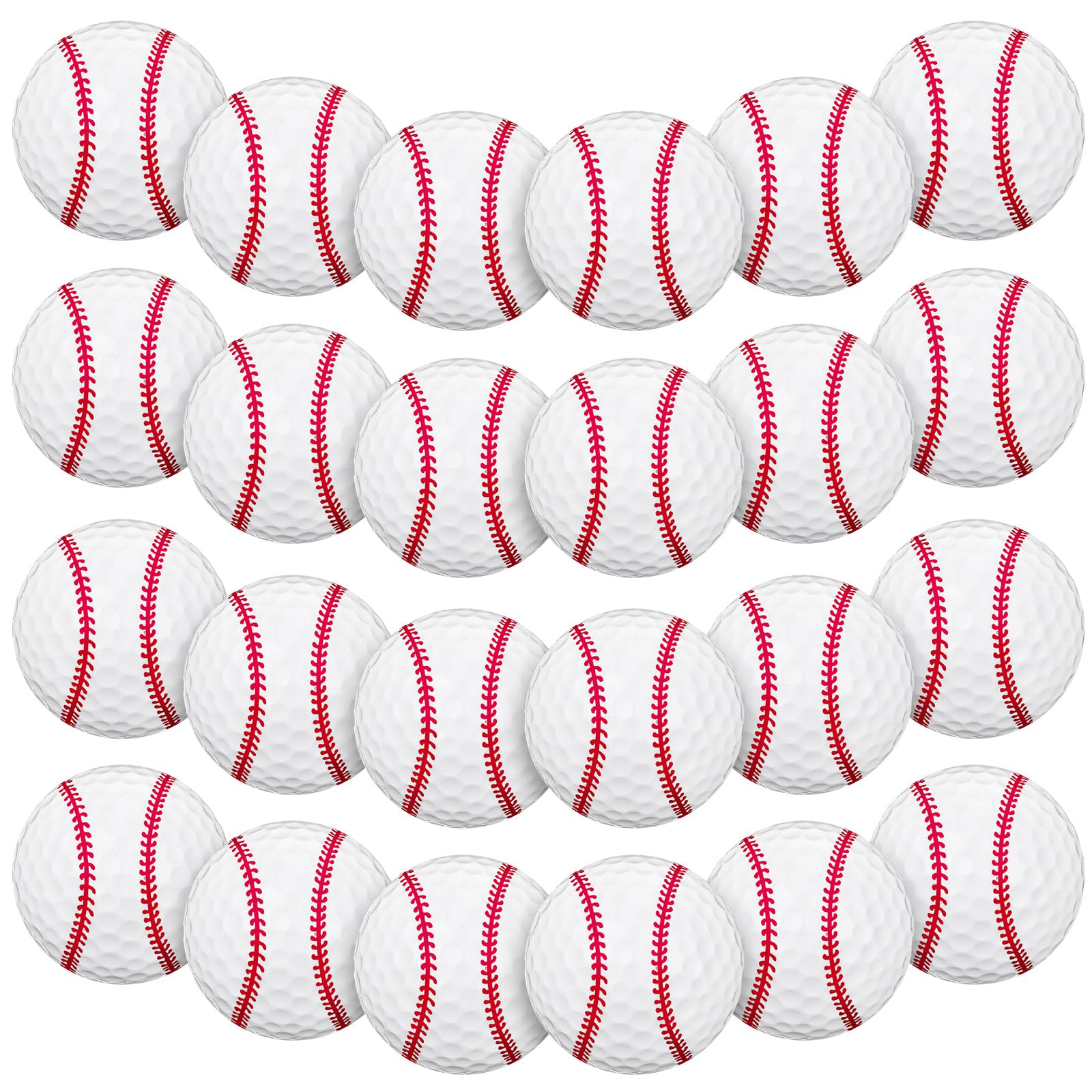 Hollowfly 24 Pack Baseball Golf Balls with Stitching Pattern