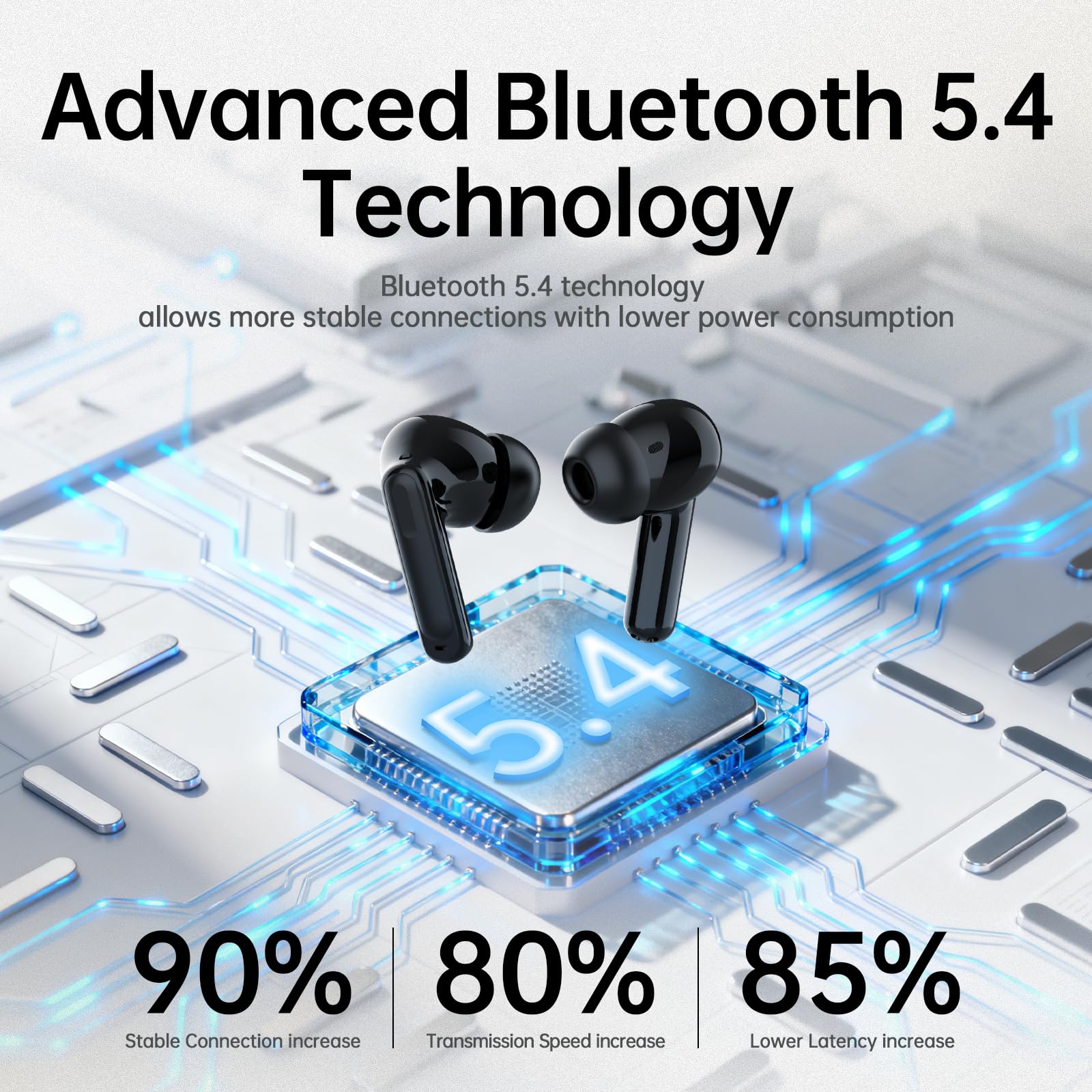 xinwld Cuffie senza fili Bluetooth 5.4, auricolari Bluetooth in-ear senza fili, bassi profondi, ENC Cancelling Mic Wireless Earbuds Wireless Auricolari