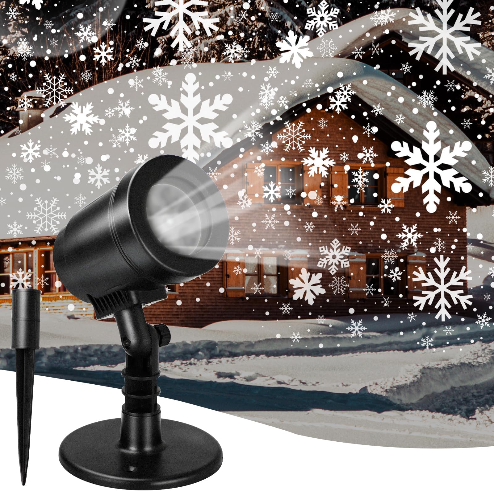 Christmas Projector Lights Outdoor, Outdoor Christmas Decorations, Snow Holiday Projector Lights, Waterproof LED Snowflake Lights, Xmas Decoration for House, Yard, Wall, Outdoors and Indoors
