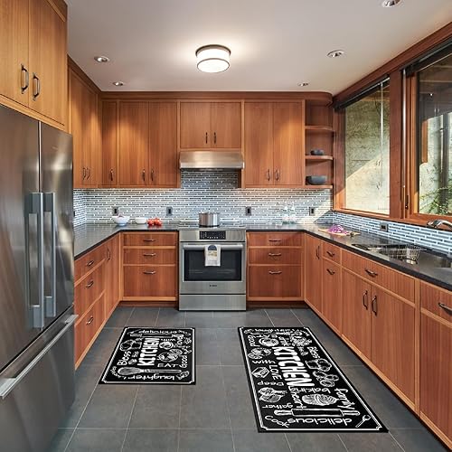 Miniatura 5 de HOLVDENG Juego de 2 tapetes de cocina con diseño de hongos, antideslizantes, gruesos, para suelo, cómodos tapetes de pie para decoración de cocina,