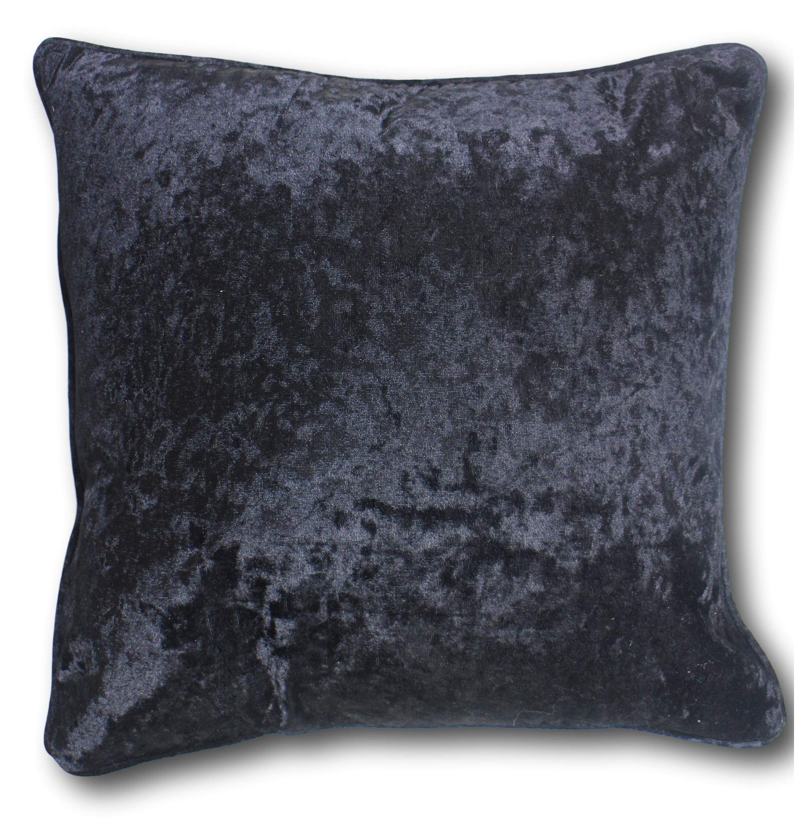 Casa D'Or 2 x Luxurious Soft Crushed Velvet Cushion Cover Black 24" x 24" (60cm x 60cm) - Pack of 2 (Black)