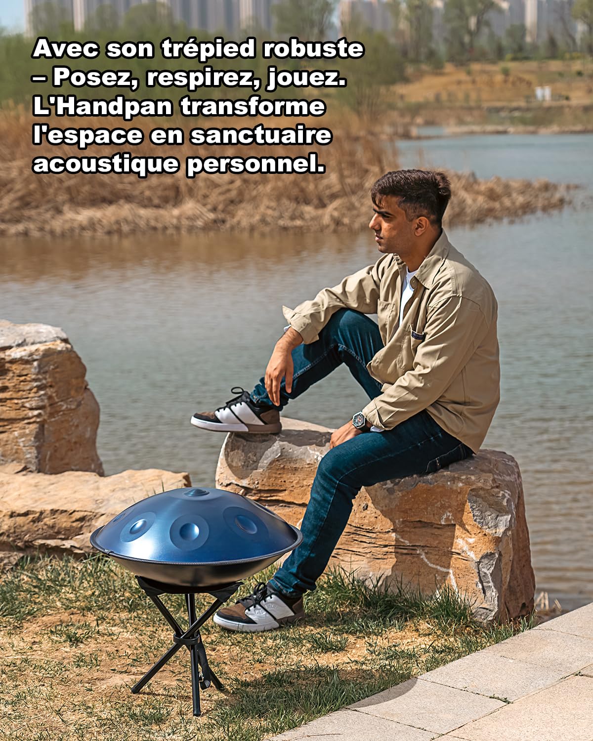 440 Hz Handpan 12 Notes 22 Pouces, Hand pan Instrument Steel Drum Music D mineur - Handpan Conçu pour Joueurs Expérimentés