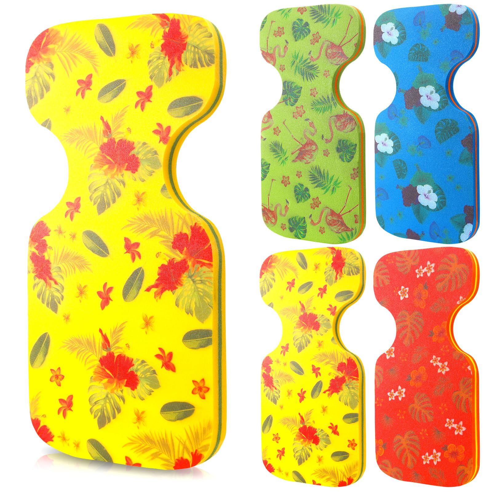 Sratte 4 Pcs Foam Water Saddle Floats for Adults and Kids Double Sided Coated Floating Seats Lounger Chair Mat Water Resistant Floating Pads for Swimming Pool Boating Lake Beach Water Park (Palm)