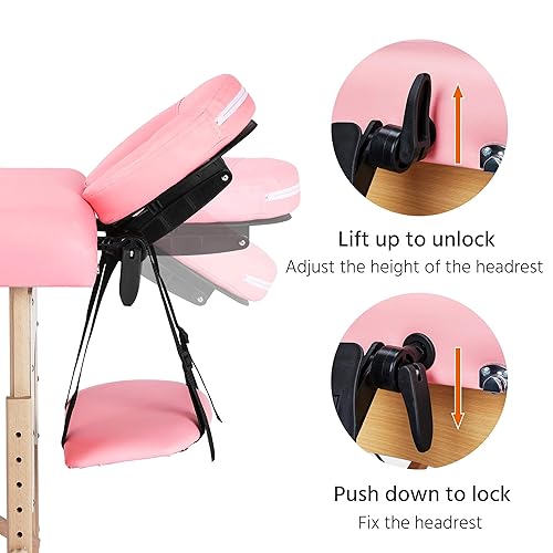 Miniatura 64 de Yaheetech Mesa de masaje portátil para pestañas, cama de spa, sofá de masaje, mesas de spa plegables ajustables de 2 pliegues con bolsa no tejida