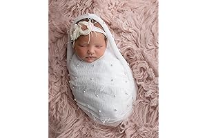 White Pearl Newborn Baby Photography Wrap and Headband Set