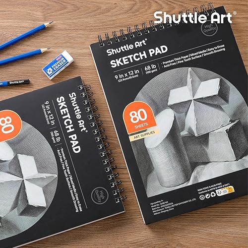 Miniatura 9 de Shuttle Art Paquete de lápices de colores, juego de 80 lápices de colores profesionales + 160 hojas de libros de bocetos de artistas