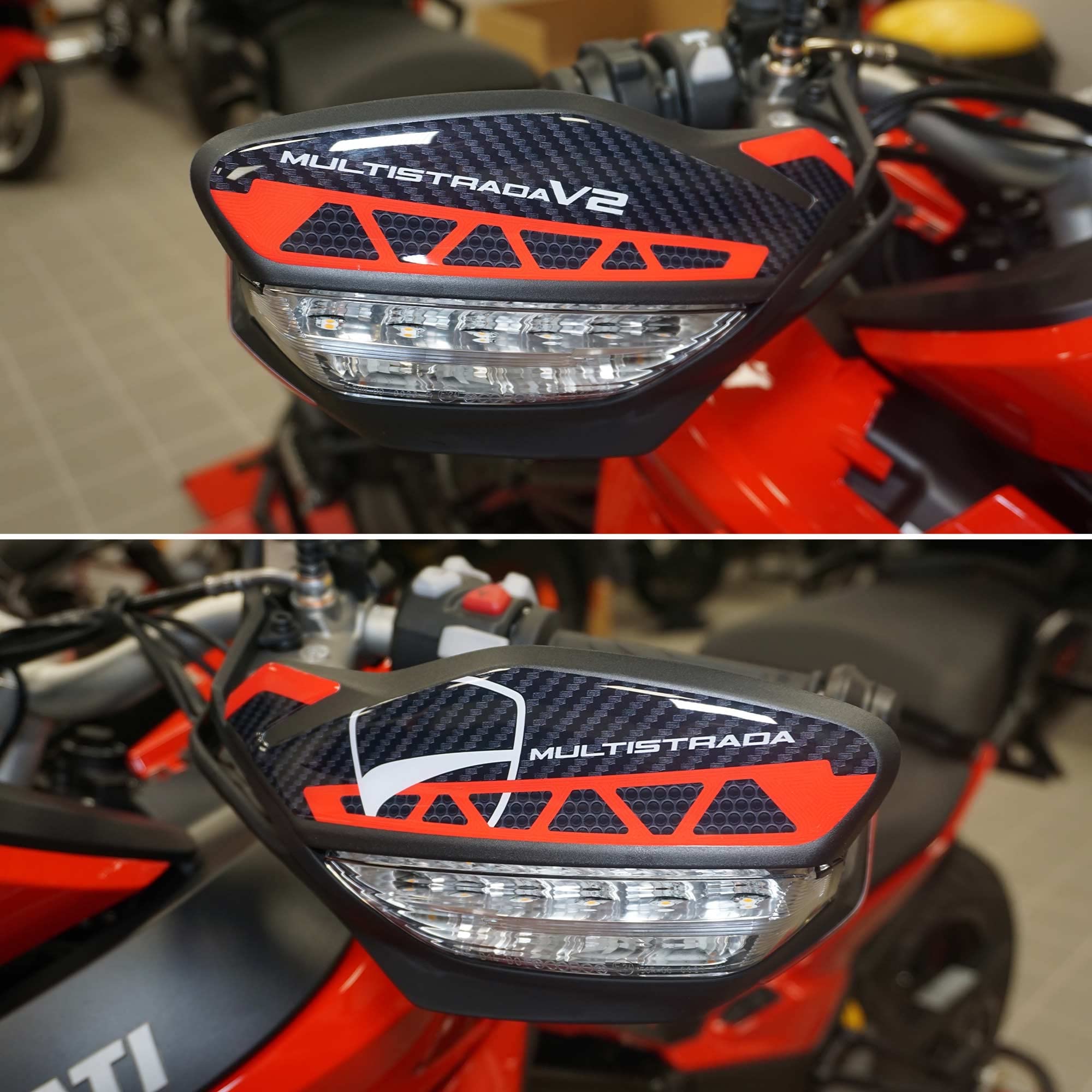 labelbike 3D Stickers Handguards Compatible with Ducati Multistrada V2 and V2s Motorcycles from 2021, Black