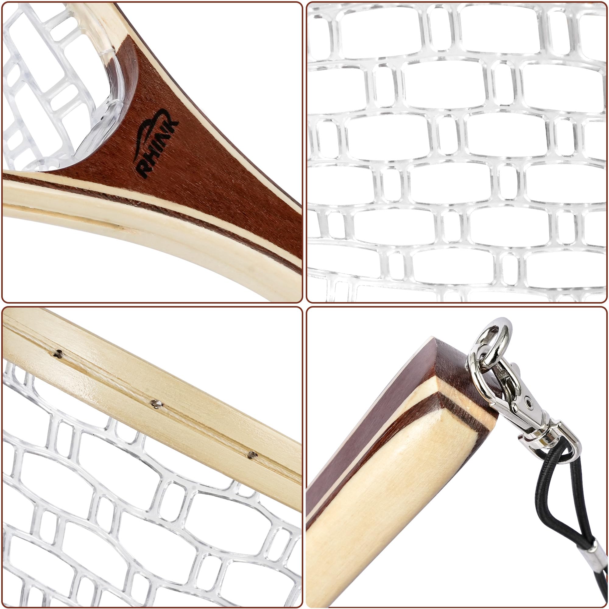 Landing Net for Fly Fishing, Trout Fishing Net, Soft Rubber Catch and Release Fish Net with Wooden Handle