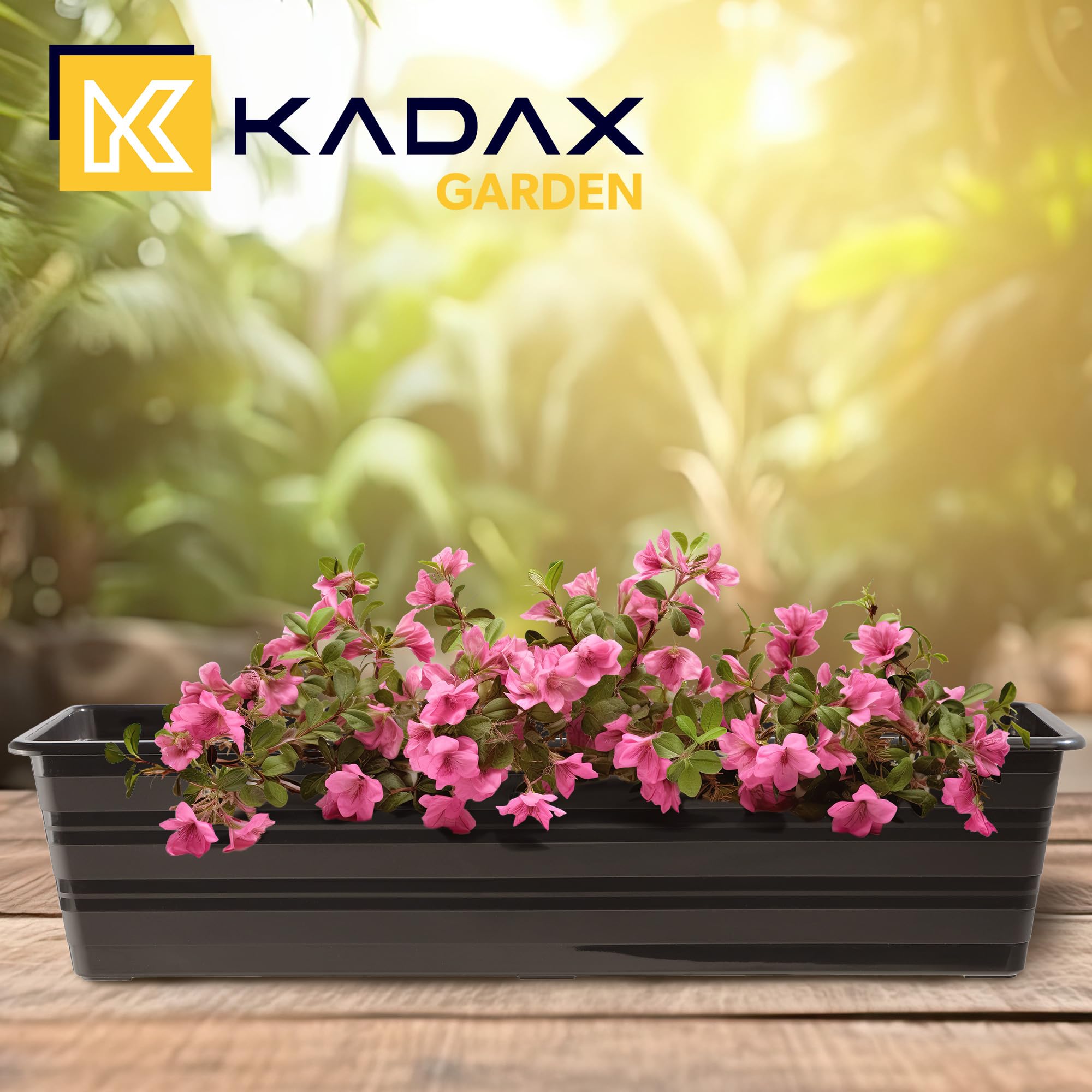 KADAX Set 4x60 cm Blumenkasten Anthrazit, Balkontopf aus Kunststoff, Witterungsbeständiger Pflanz-Kasten, Blumentopf, Geländerkasten für Blumen