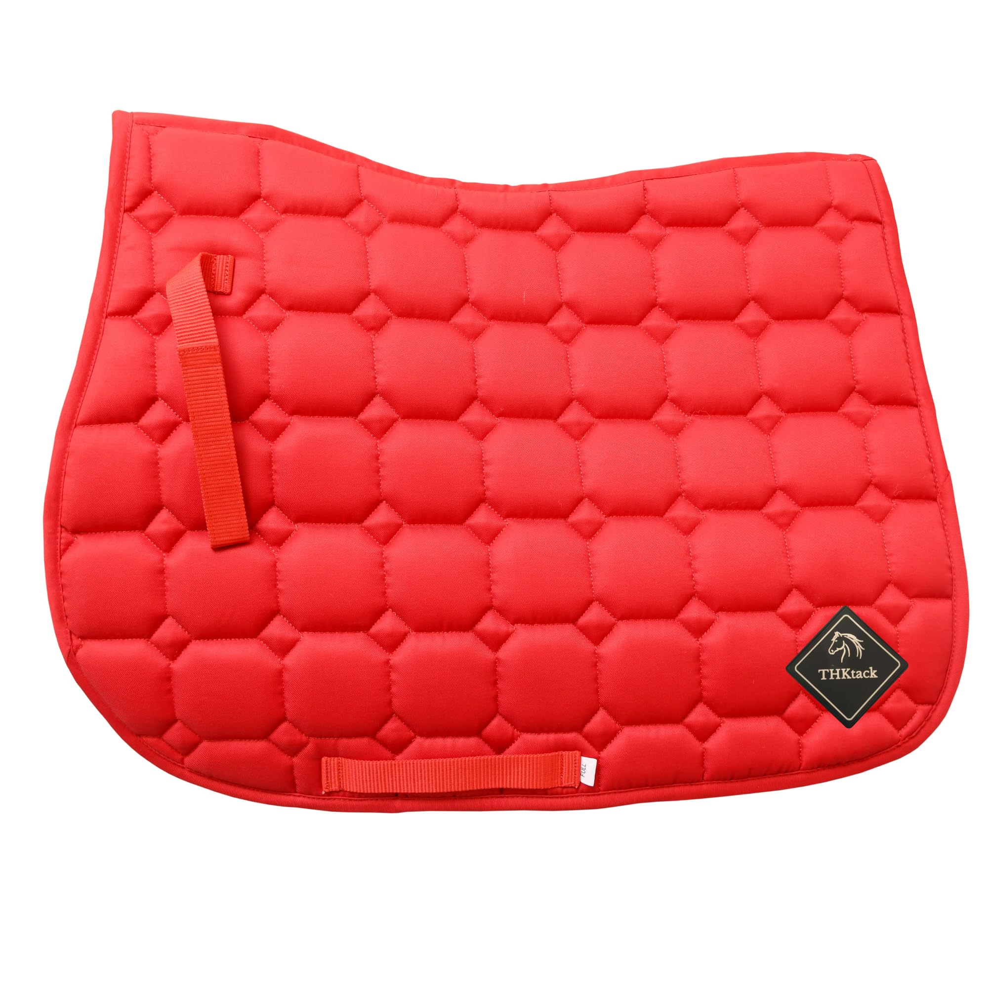 THKtack All Purpose Horse Saddle Pad | Cob - Full | Red | GP Saddle Cloth & Numnah | Shock Absorbing Foam Padding | Breathable Mesh Lining | Quilted Horse Riding Saddle Pad For Everyday Training |