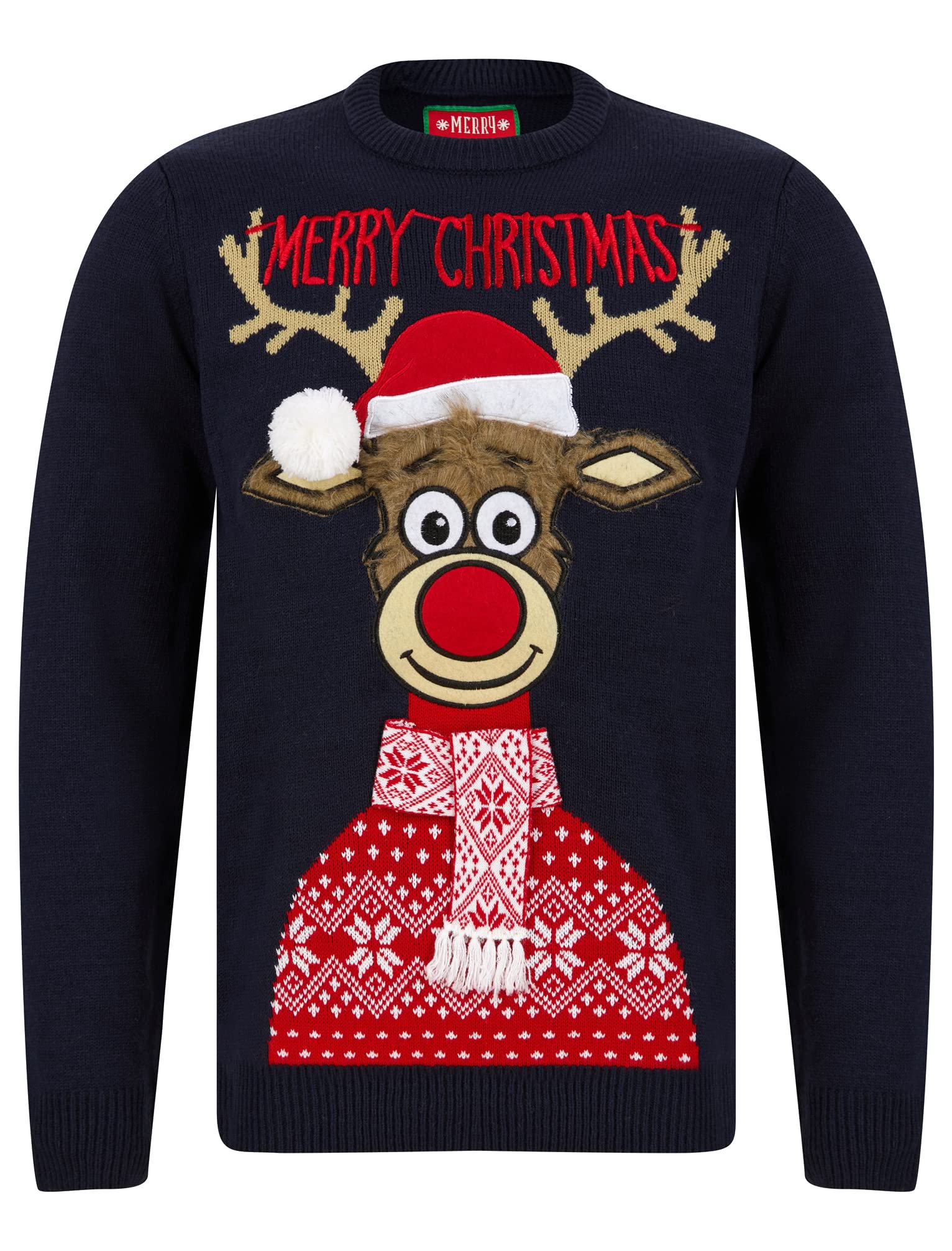 Tokyo Laundry Men's Classic Rudolph Motif Novelty Christmas Jumper in Ink - S