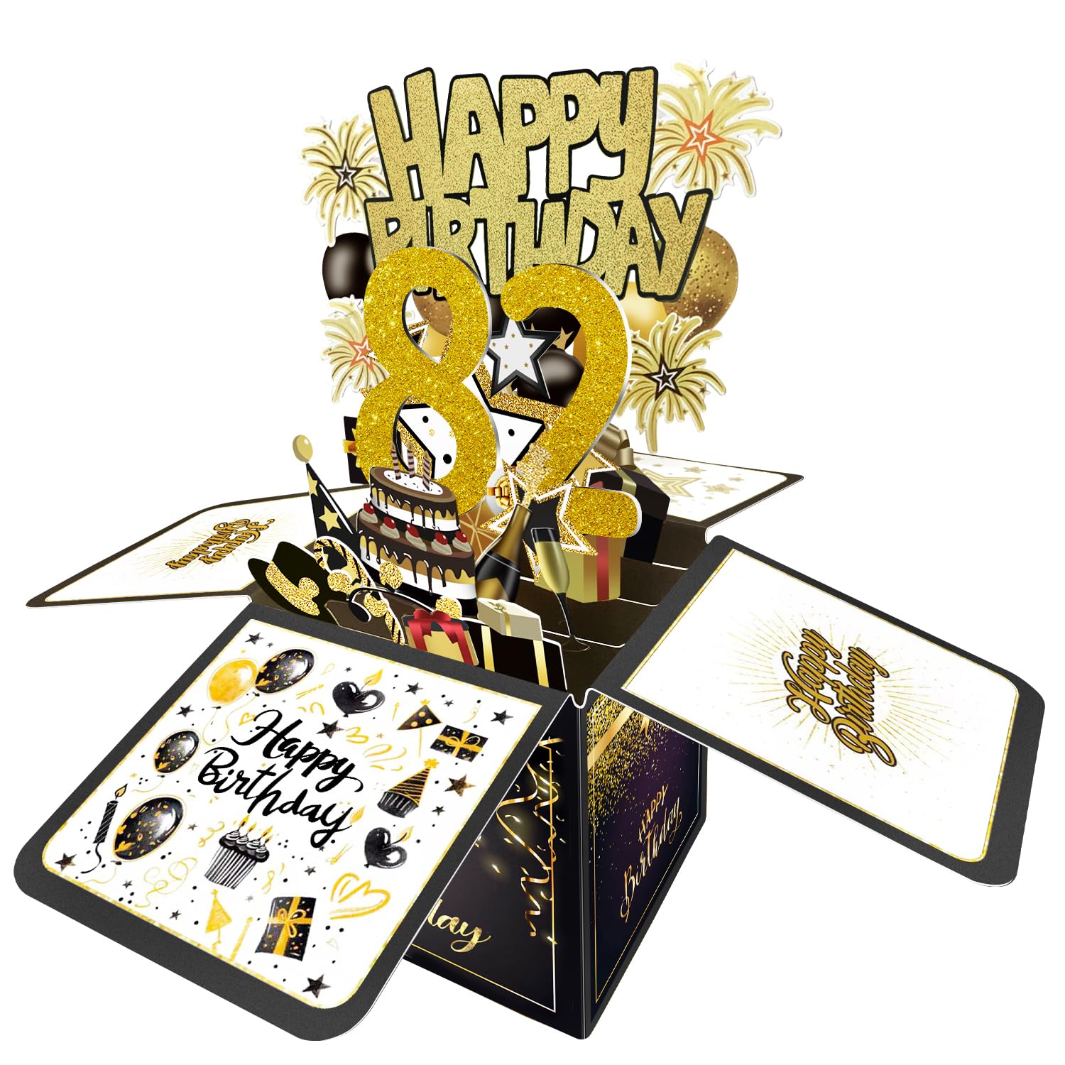 Joycard 82nd Birthday Card, 82nd Birthday Decorations for Women Men, Happy Birthday 3D Cards for 82 Year Old Grandpa Grandma, Birthday Gift Box for Mother Dad