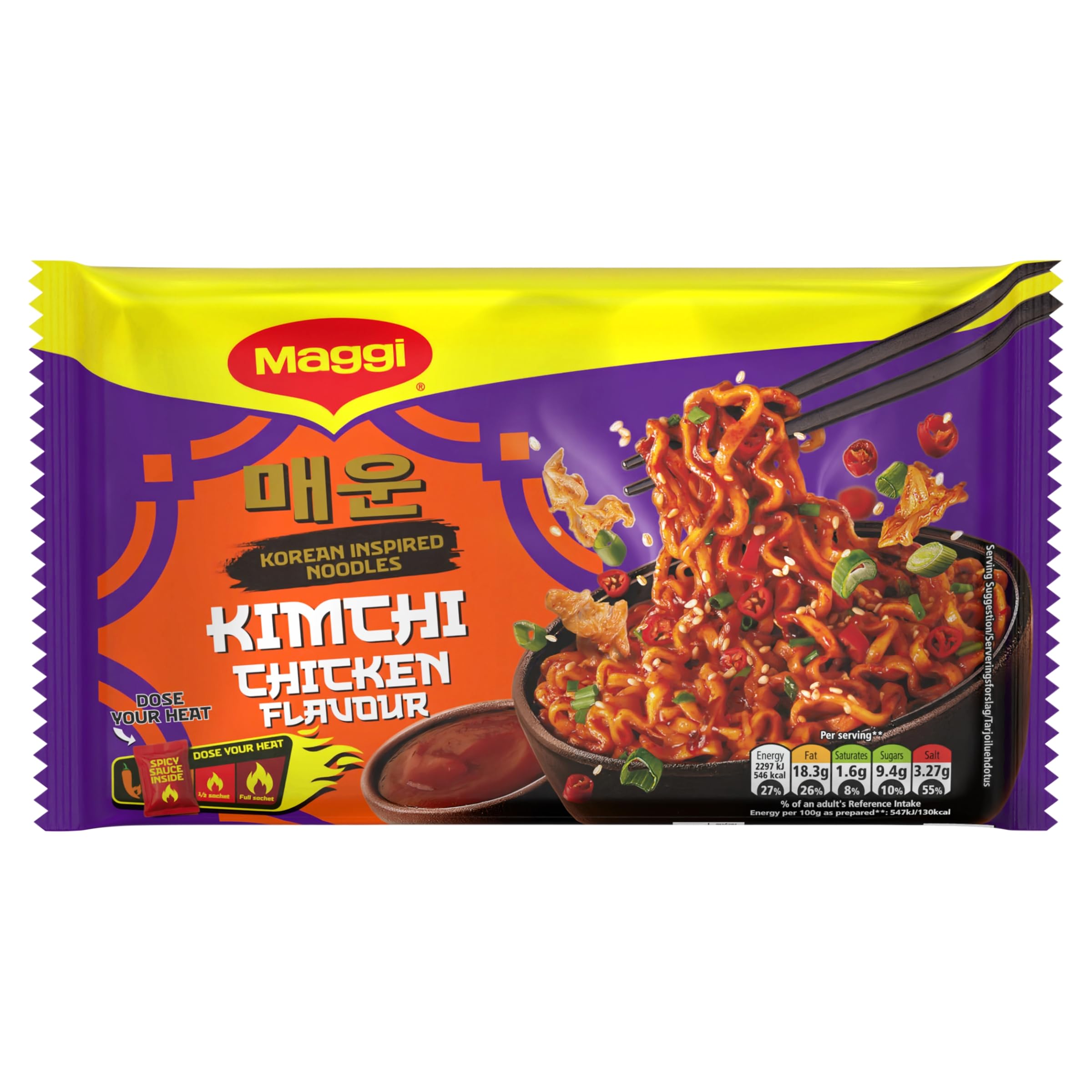 Maggi Korean Inspired Noodles Kimchi Chicken Flavour 130g (Pack of 1)