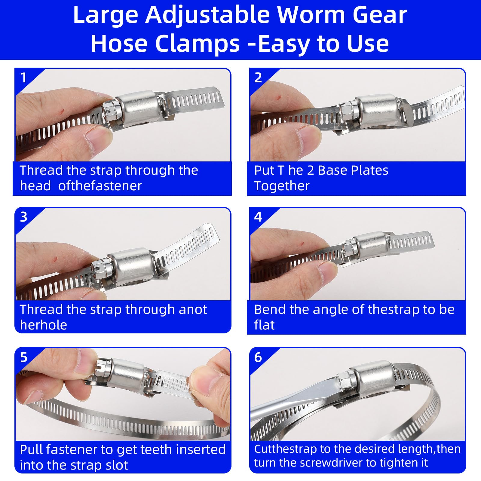 Kit surtido de abrazaderas de manguera de acero inoxidable 304, correa de metal de 32.8 pies + 24 sujetadores ajustables para tubería, conducto, tubo y línea de combustible