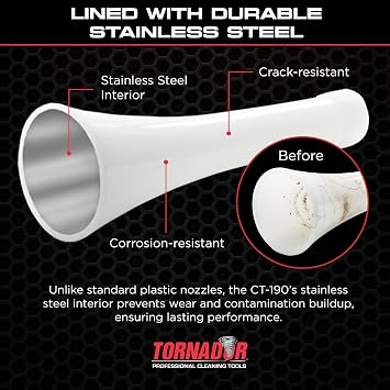 Tornador CT-190 Classic Nozzle with Inner Stainless Steel Lining | Replacement Cone for Tornador Z-010 and Z-014 Cleaning Tools | Durable Interior Lining for Consistent Airflow