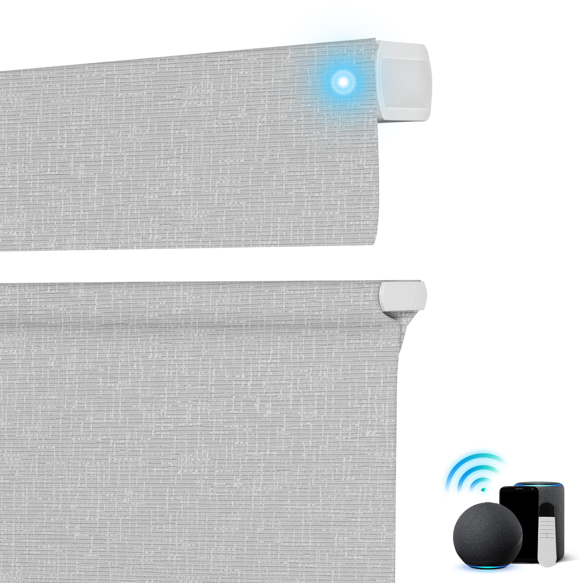 BERISSA Motorized Blinds with Remote,Top Down Bottom up Roman Shades,Smart Roman Shades for Windows,Electric Blinds,Alexa,Google Home- Voice and App Control,Custom Size,Light Filtering - Gray