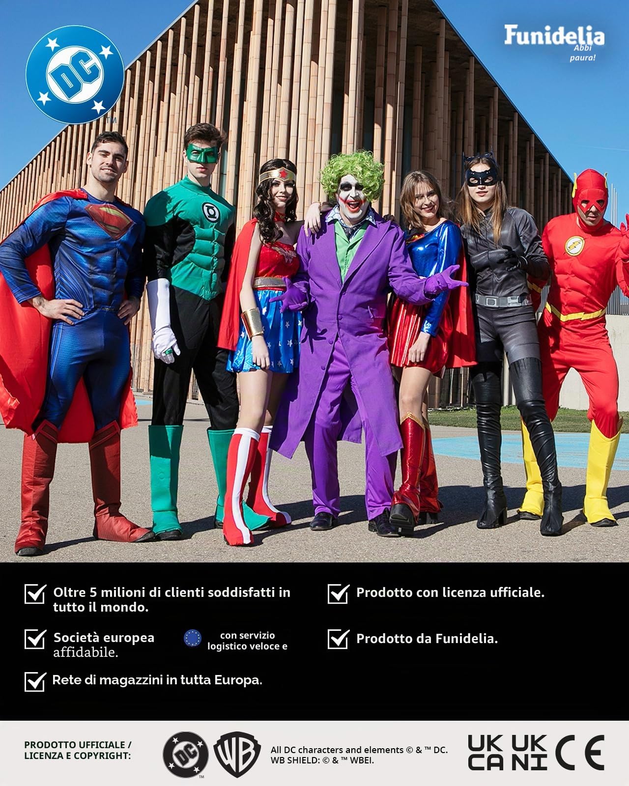 Funidelia Costume Ufficiale di Joker Il Cavaliere Oscuro per Uomo, Tenuta da Joker per adulto, Costumi per Halloween e Carnevale – Taglia XXL