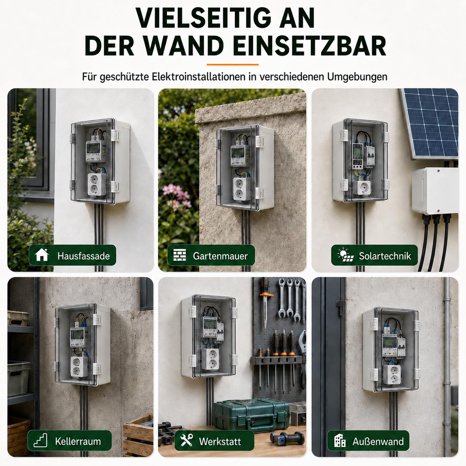 Scatola di distribuzione impermeabile IP67, 30 x 20 x 17 cm, scatola di distribuzione per esterni, impermeabile, trasparente, scatola di giunzione in plastica ABS, scatola di derivazione con accessori