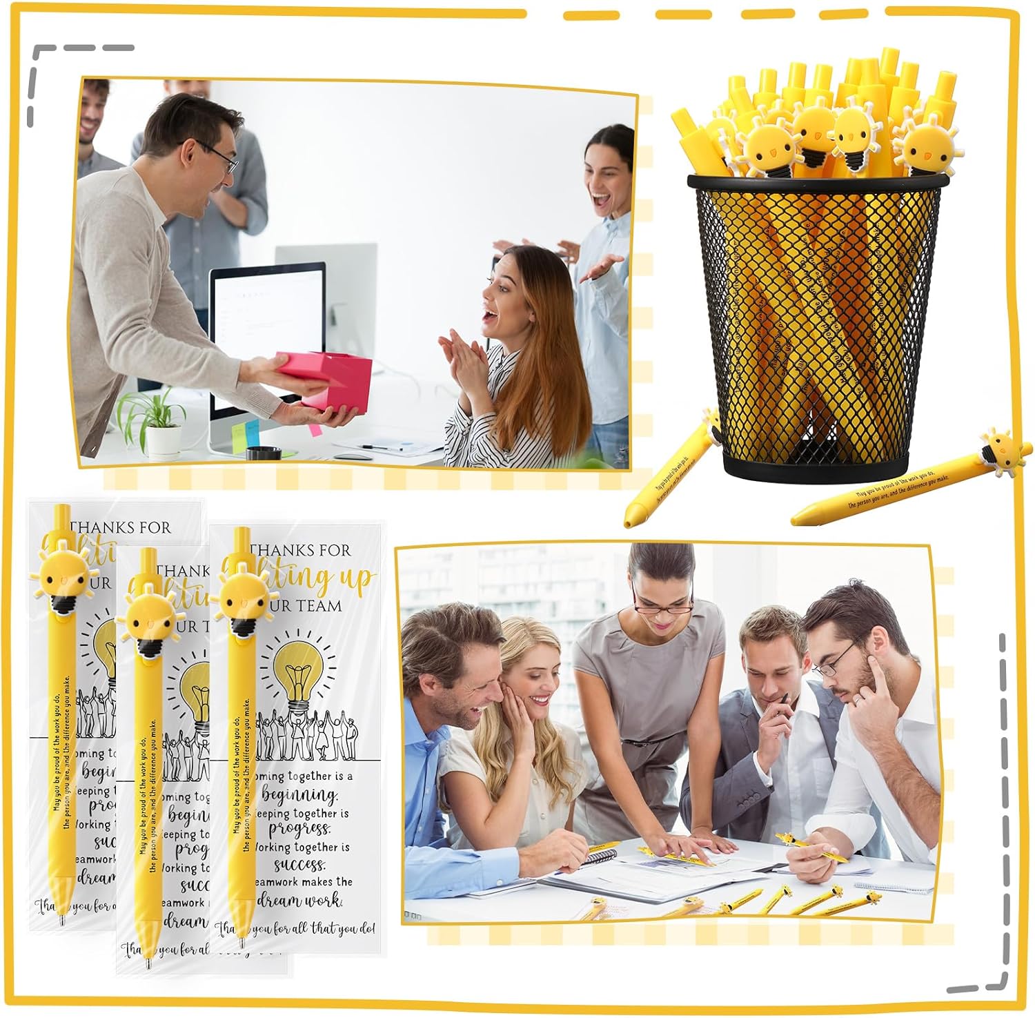 Qilery 50 Sets Employee Appreciation Gifts for Coworker Staff Inspirational Pens Motivational Quotes Ballpoint Pens with Thank You Card for Team staff volunteer(Smile, Proud)