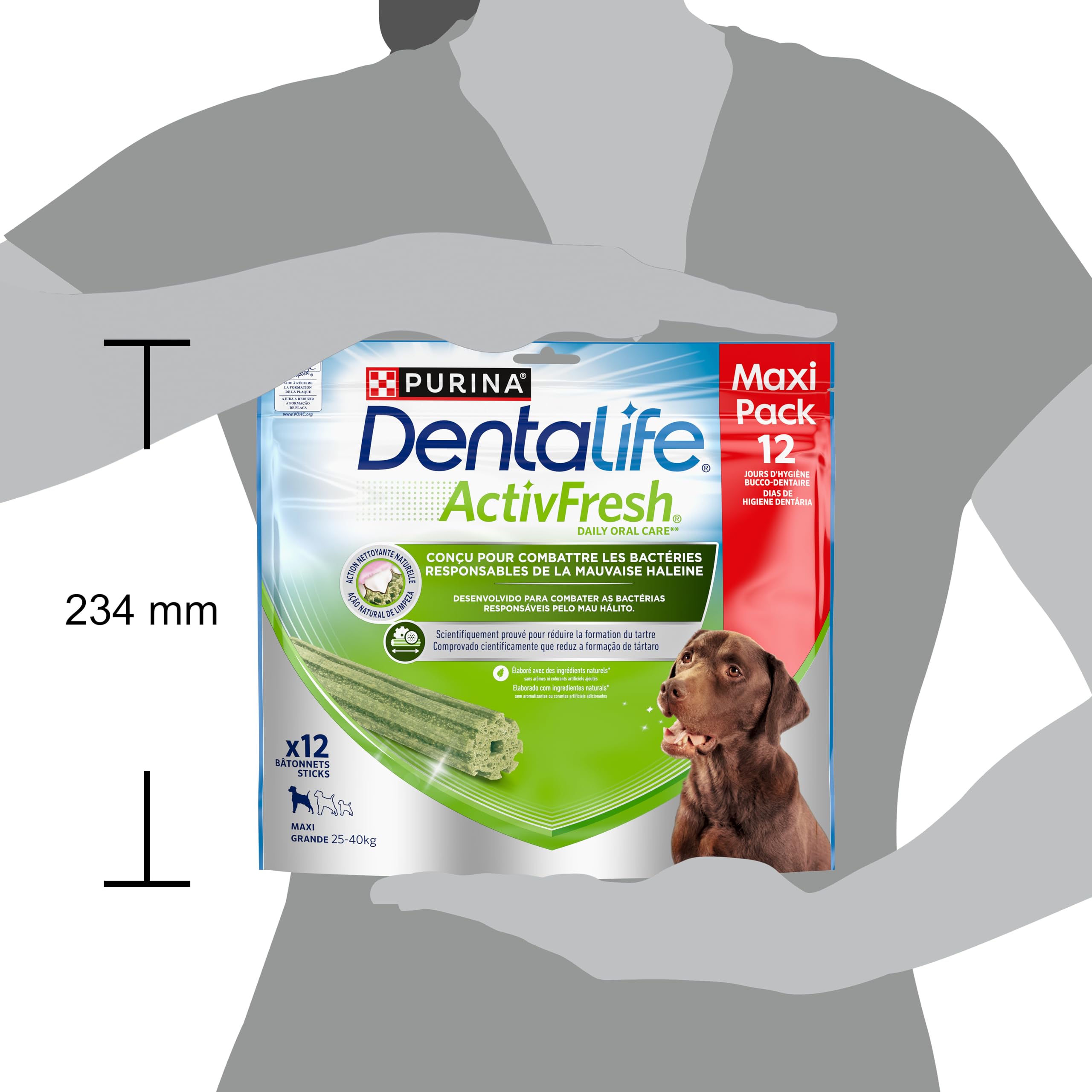 DENTALIFE | ACTIVFRESH | Dolcetti per cani adulti di grandi dimensioni | Aiuto a combattere l'alito cattivo | Sacchetto | 12 bastoncini | 426g (Confezione da 2)