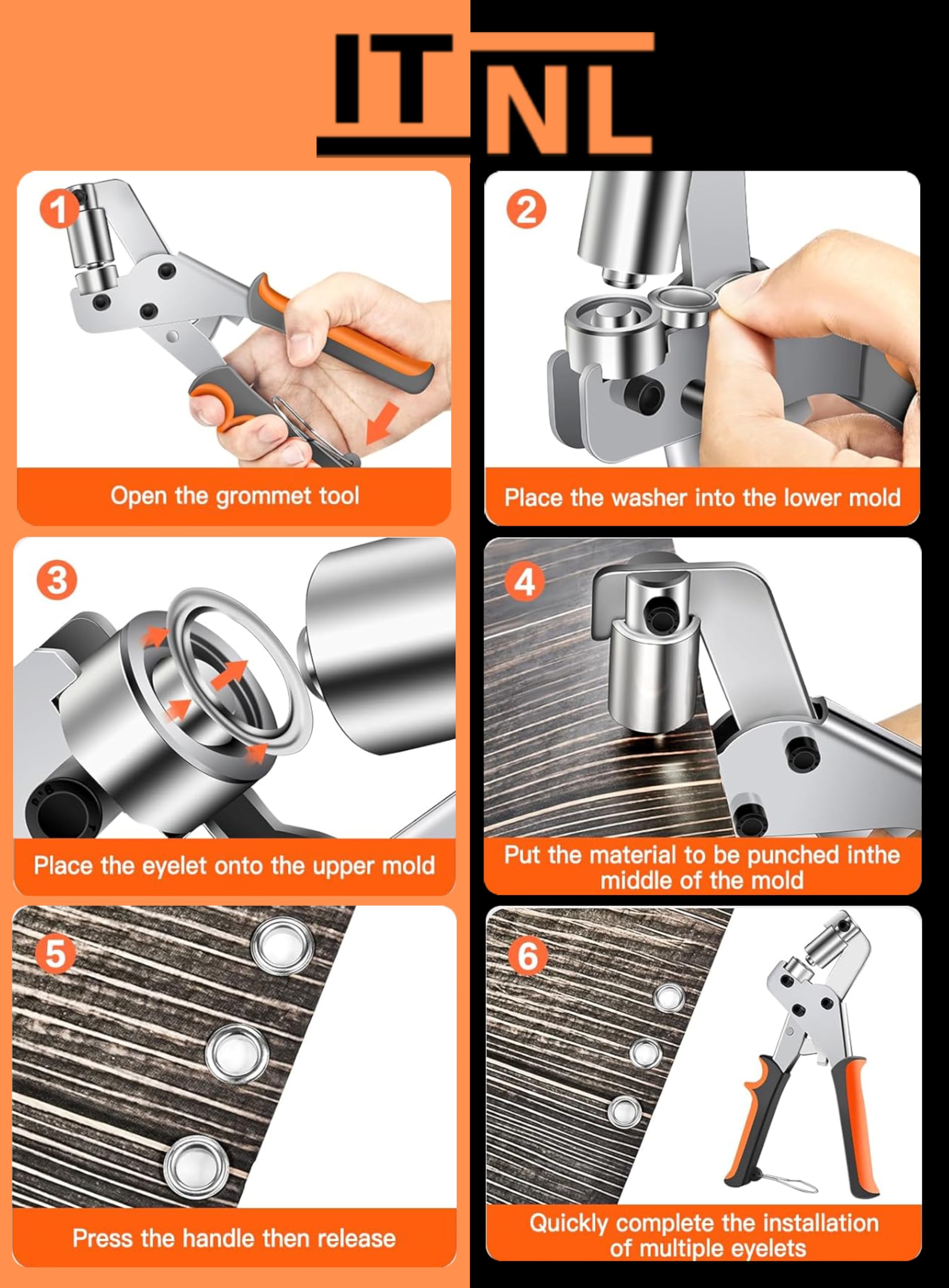Ösenzange SET (Ø 10mm) | Magnetische Ösenpresse aus gehärtetem Stahl | inkl. 200 Ösen (Ösenzange + 200 Ösen) Ösenstanze für Stoffe, Planen und Sonnensegeln