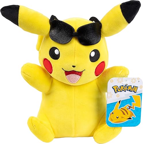 Pokémon Pikachu - Peluche de vacaciones de 8 pulgadas, con licencia oficial, auténtica figura de peluche suave, regalo para niños, niñas, mayores de