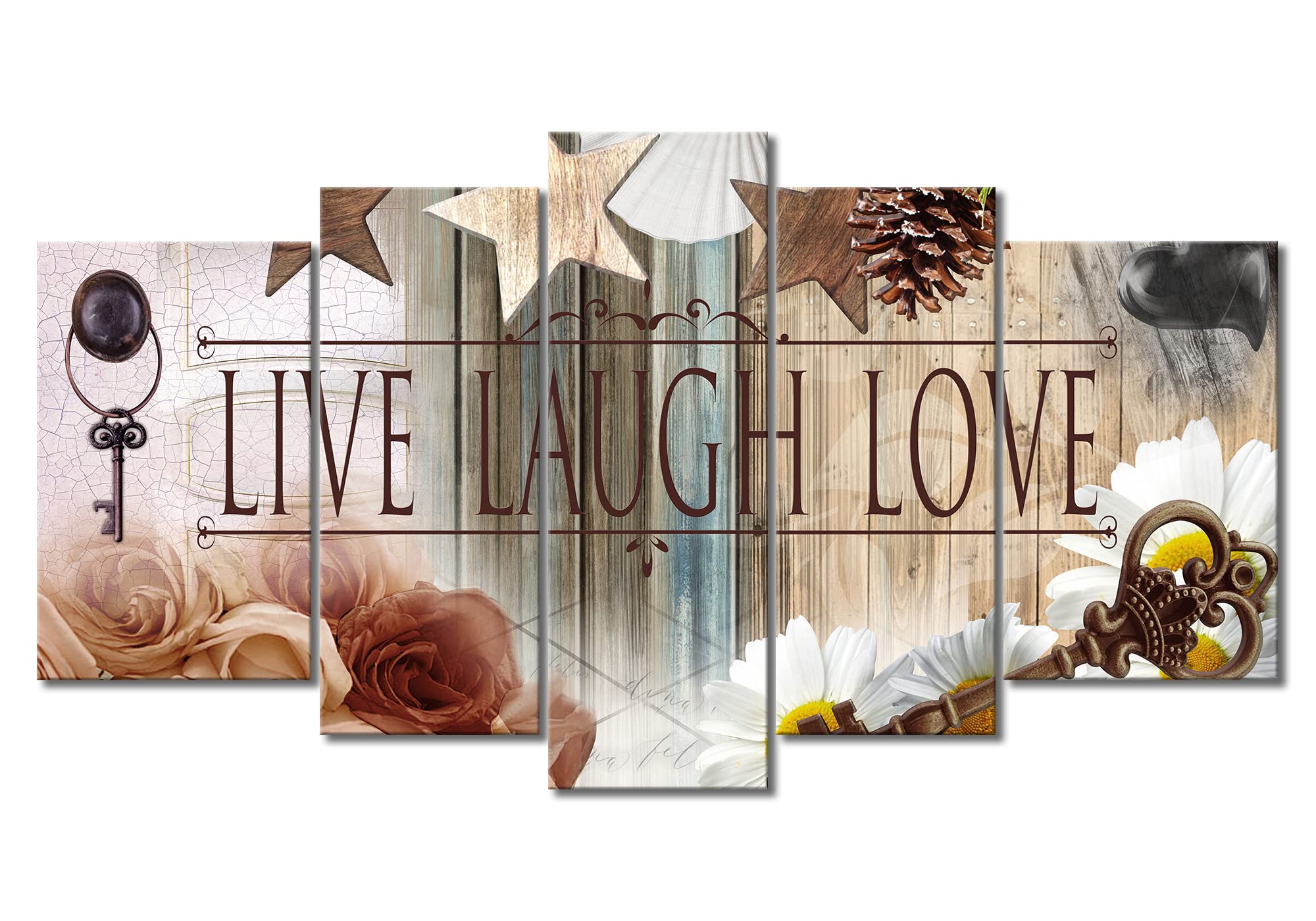 YAYNICE Abstract Love Wall Art 5 Piece Champagne Rose Picture Canvas Print Wall Painting Modern Abstract Artwork Wall Décor for Bedroom Living Room Bathroom Office