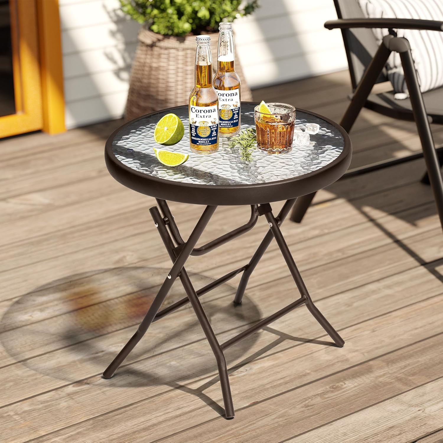 Patio Side Table Small Outdoor End Table All Weather
