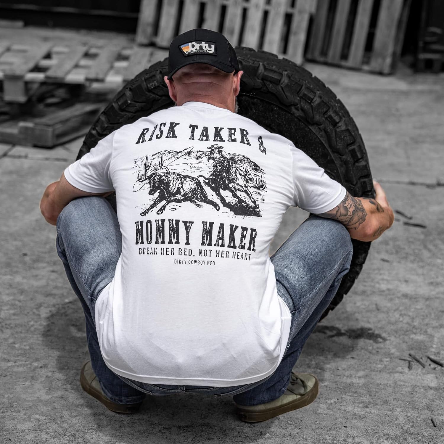 Combat Iron Men's Graphic T-Shirt | Risk Taker, Mommy Maker | Athletic Fit, Tagless Comfort