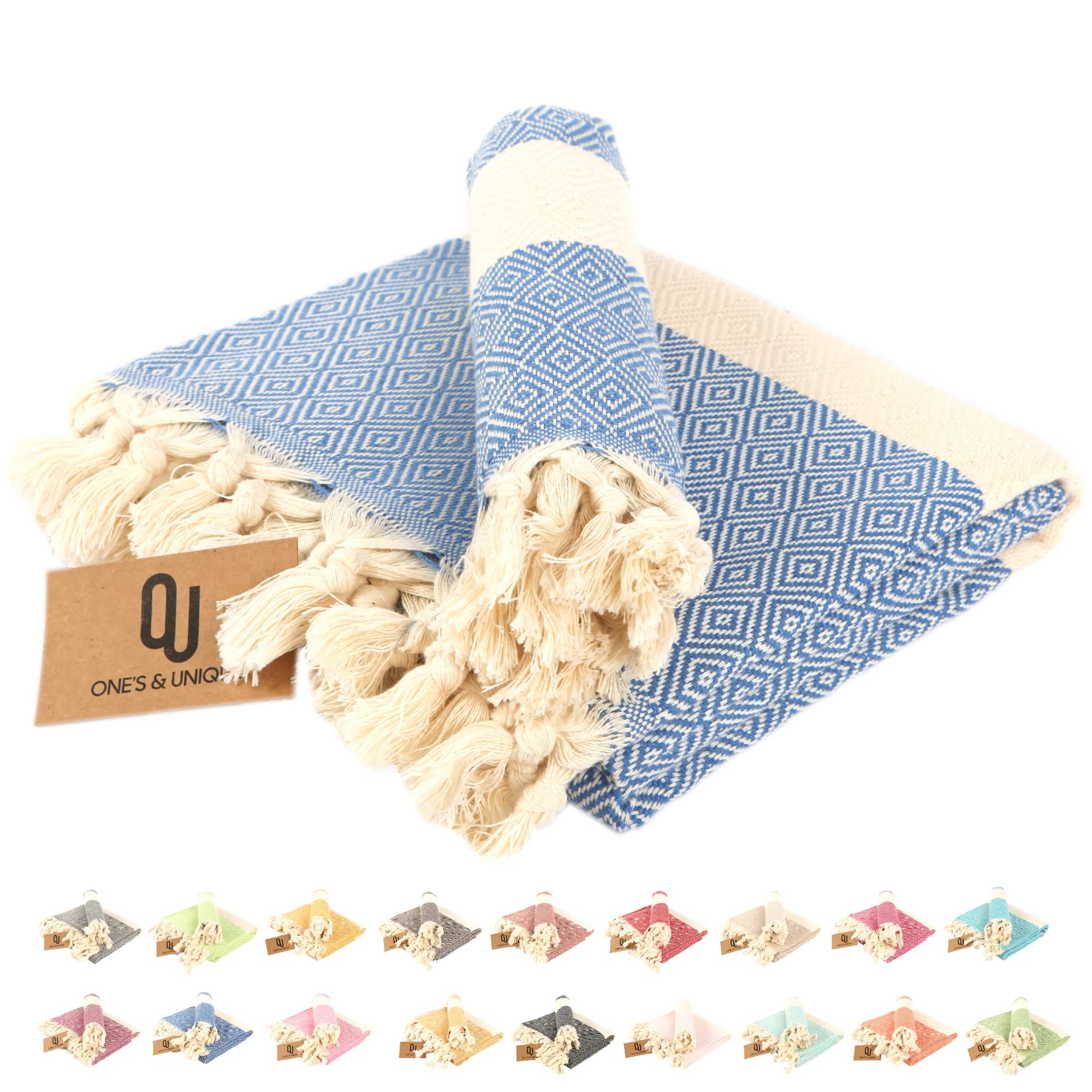 Beach Towel, Special Edition Set 2 Pcs. (XL+S), 100% Organic Cotton Turkish Beach Towels (100x180 & 50x100 CM), Quickdry, Compact & Lightweight Towels, 60% Thicker, Softer, Absorber
