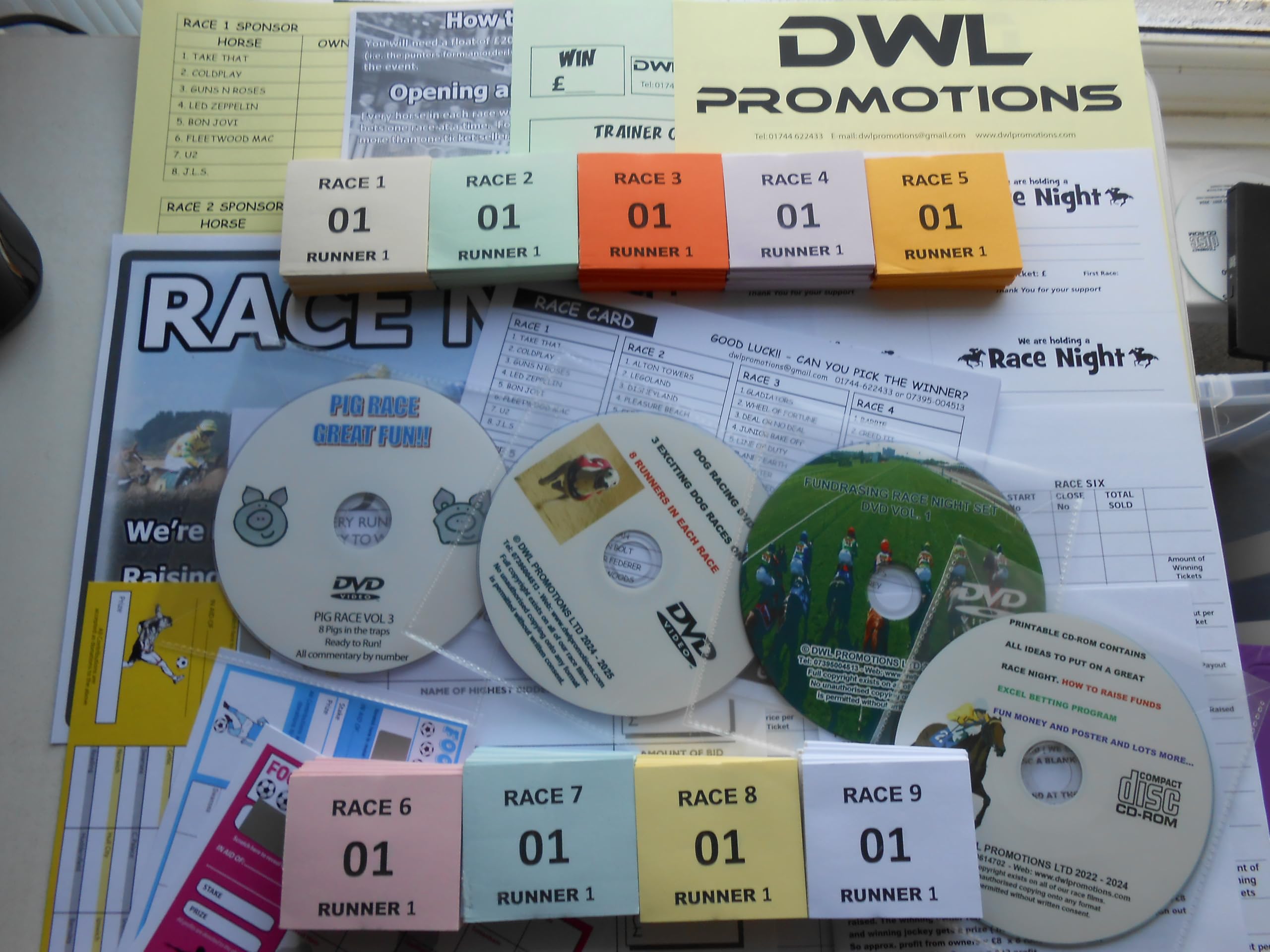 DWL RACE NIGHT FUNDRAISING SET 30 PER RUNNER TICKET SET - ALL YOU NEED TO PUT ON YOUR NEXT RACE NIGHT = MORE TICKETS THAN THE STANDARD PACK