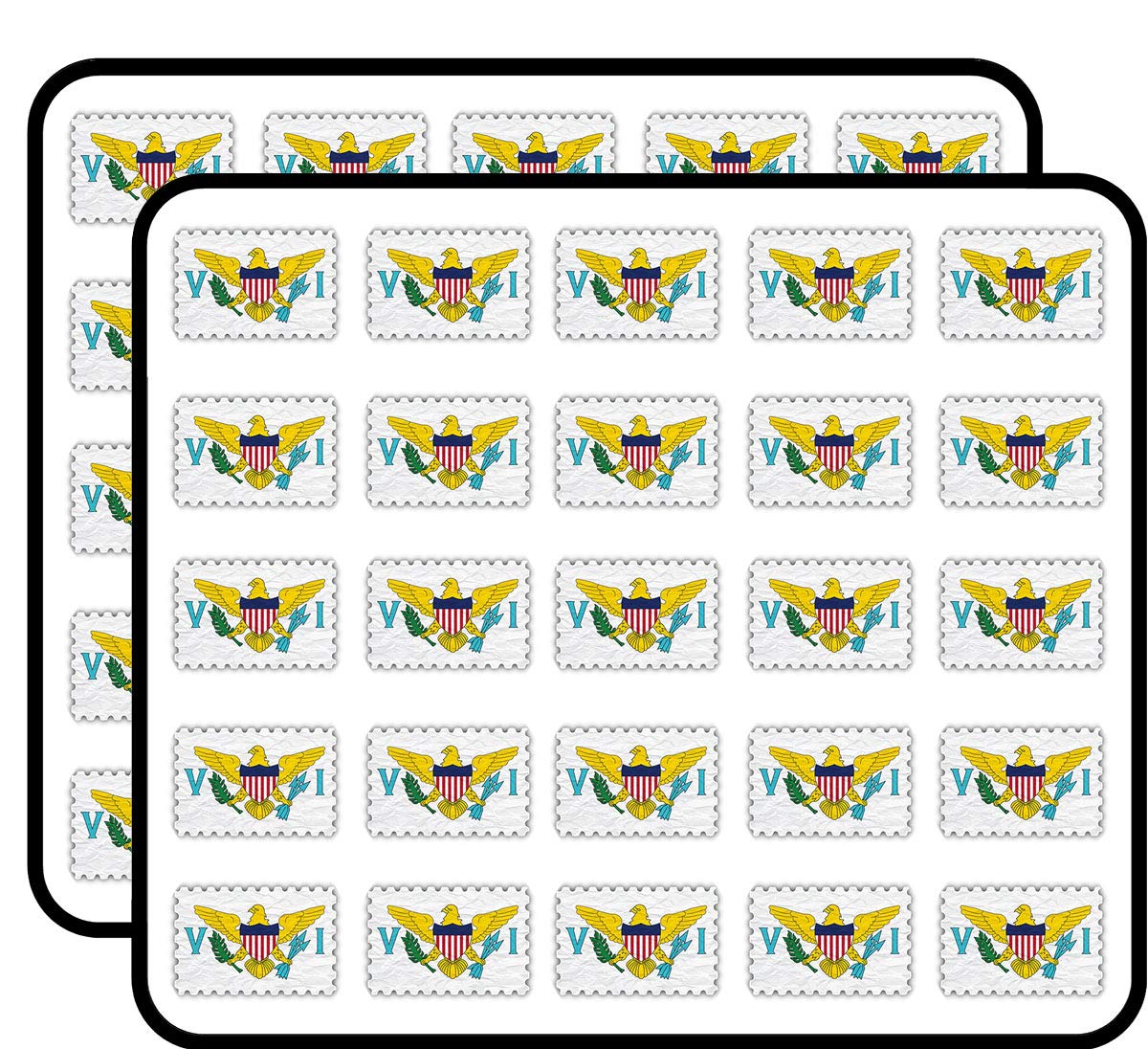 Wrinkled Paper Virgin Islands Flag Stamp Art Decorative Scrapbooking Sticker Waterproof Vinyl Stickers for Water Bottle, Laptop & Phone Case – 50 Pack