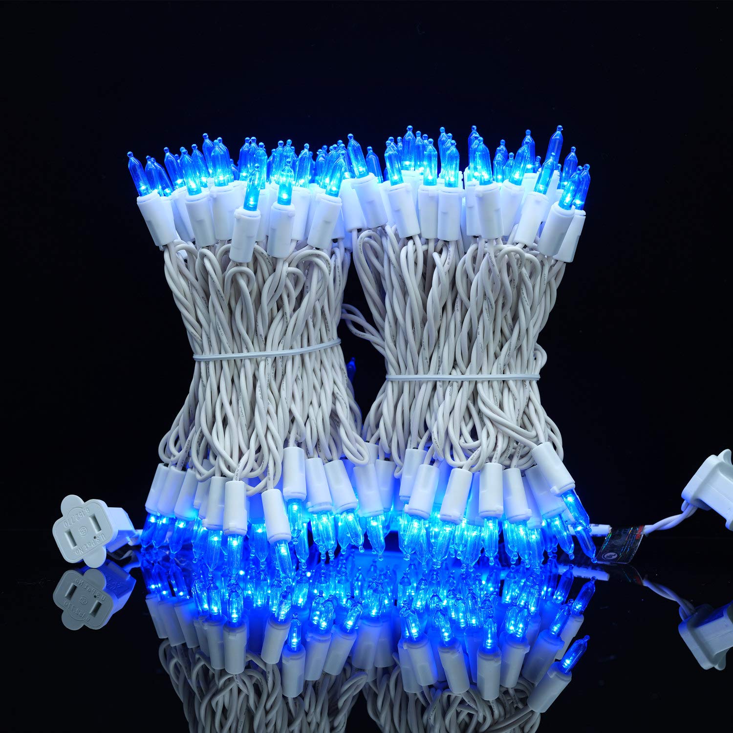 YULETIME Blue LED Christmas Lights with White Wire, 66 Feet 200 Count UL Certified Commercial Grade LED Holiday String Light Set (Blue - White Wire)