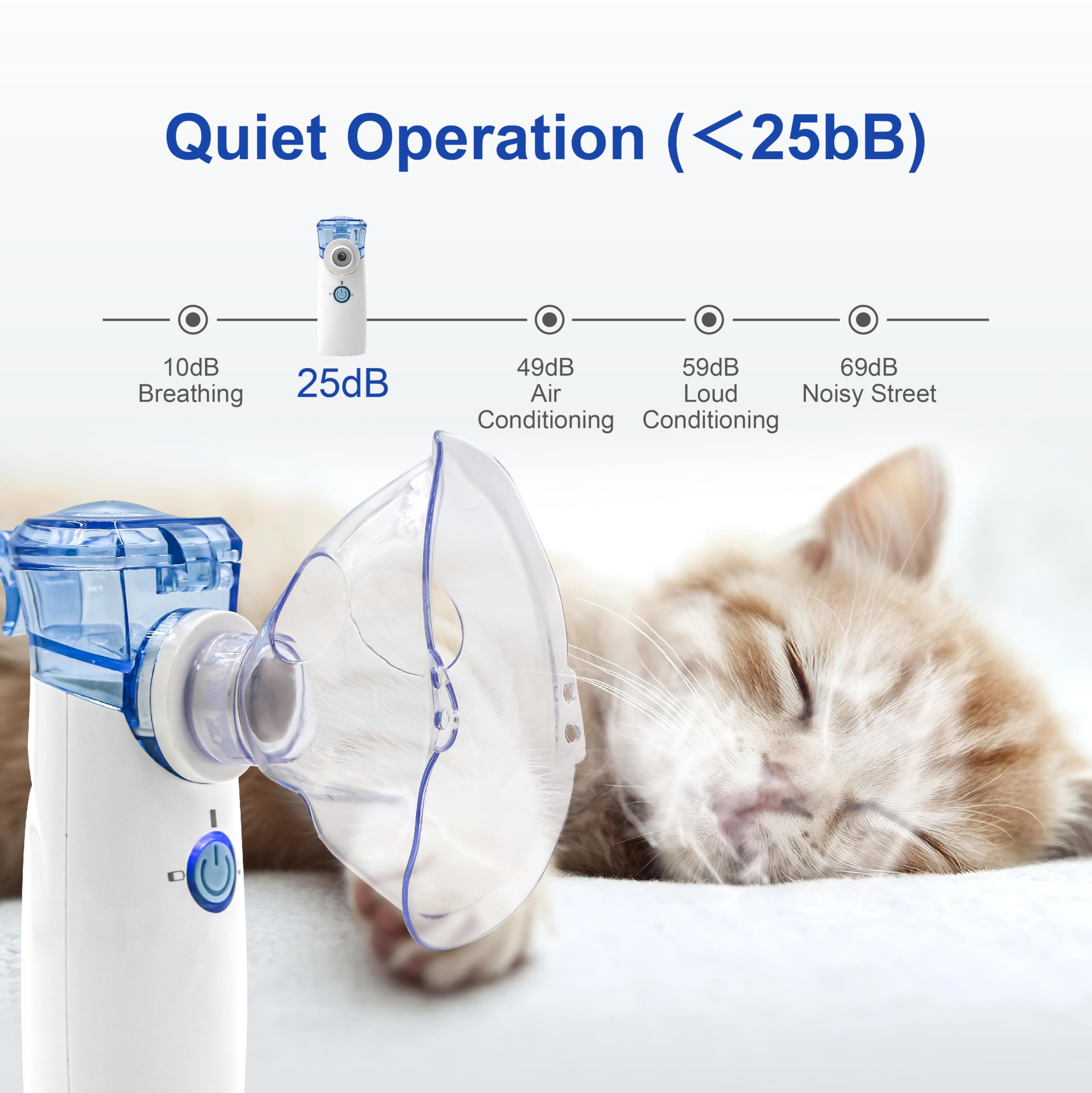 Nébuliseur portable pour chat, nébuliseur portatif de brume froide pour animaux de compagnie, nébuliseur vétérinaire rechargeable par USB, inhalateur à vapeur pour la maison et le bureau