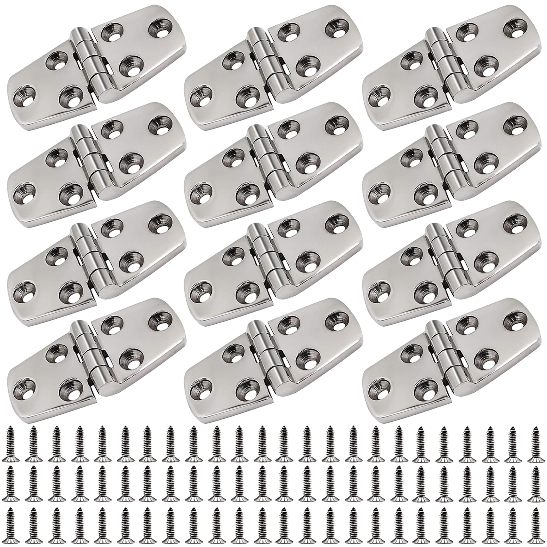 Laorde 316 Stainless Steel Hinges Marine Grade 3" x 1.5" Heavy Duty Boat Hatch Hinge (76 mm X 38 mm) Casting Cabinet Door Hinge with Screws (12 Pack)