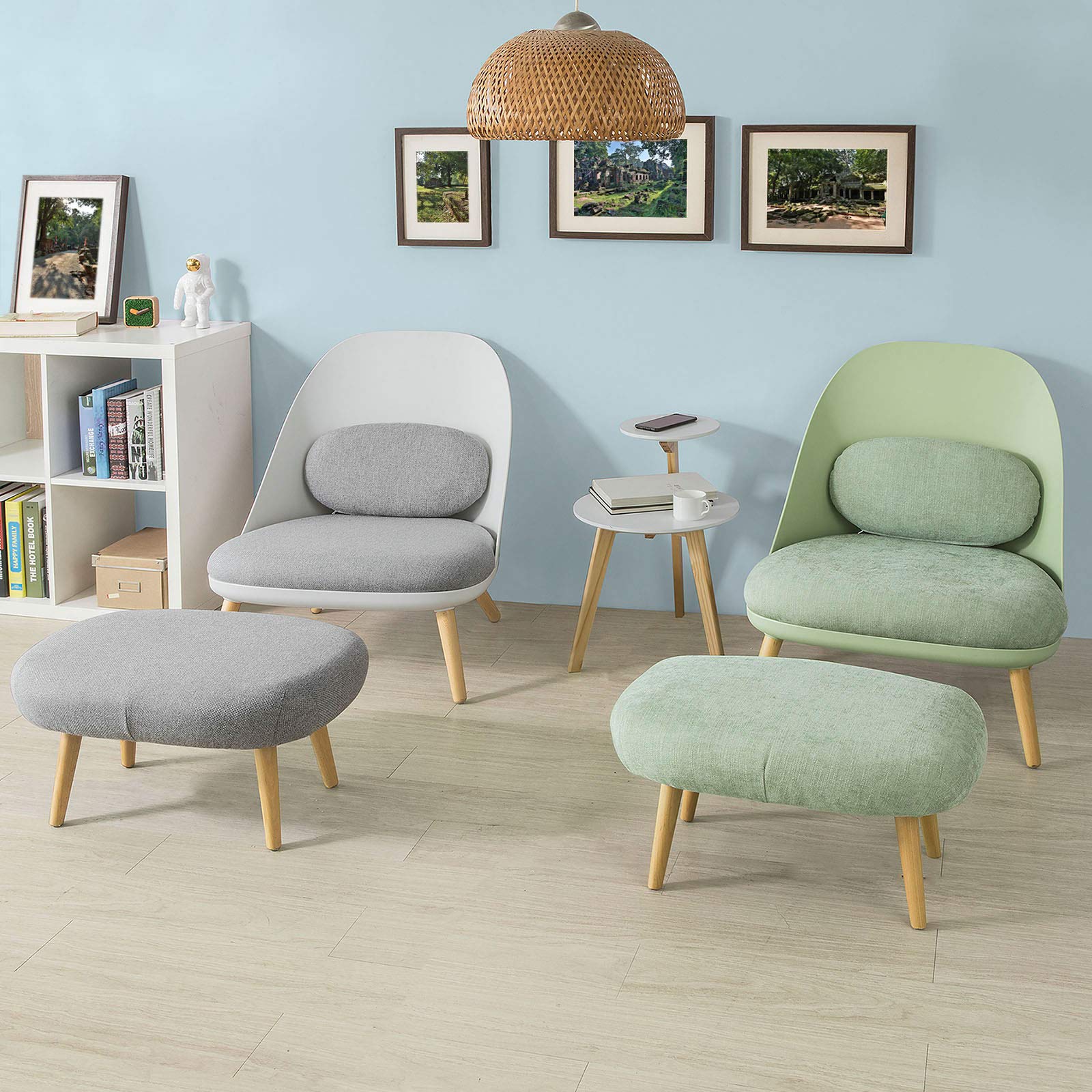 SoBuy FST63-GR Fauteuil Relax avec Repose-Pieds Tabouret Chauffeuse Salon Chambre Fauteuil de Relaxation Confortable de Qualite Luxe