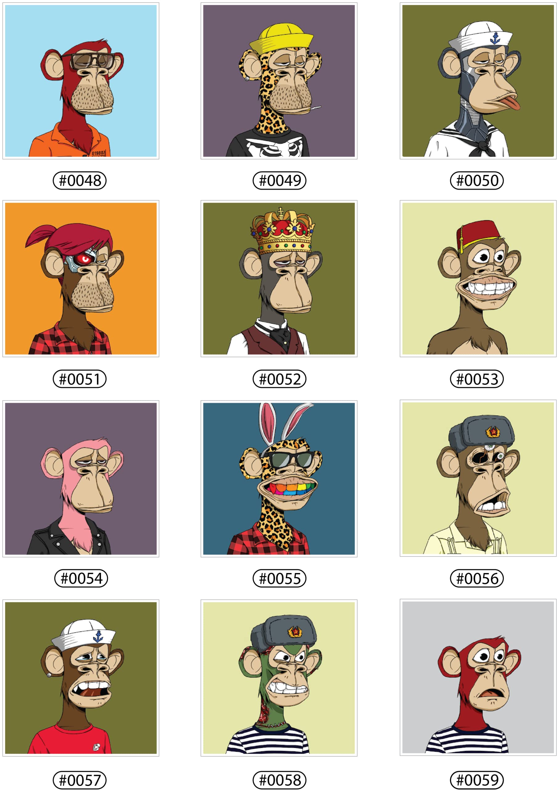 Buy Bored Ape Yacht Club NFT Stickers 48 Sticker 5x5 cm Sticker