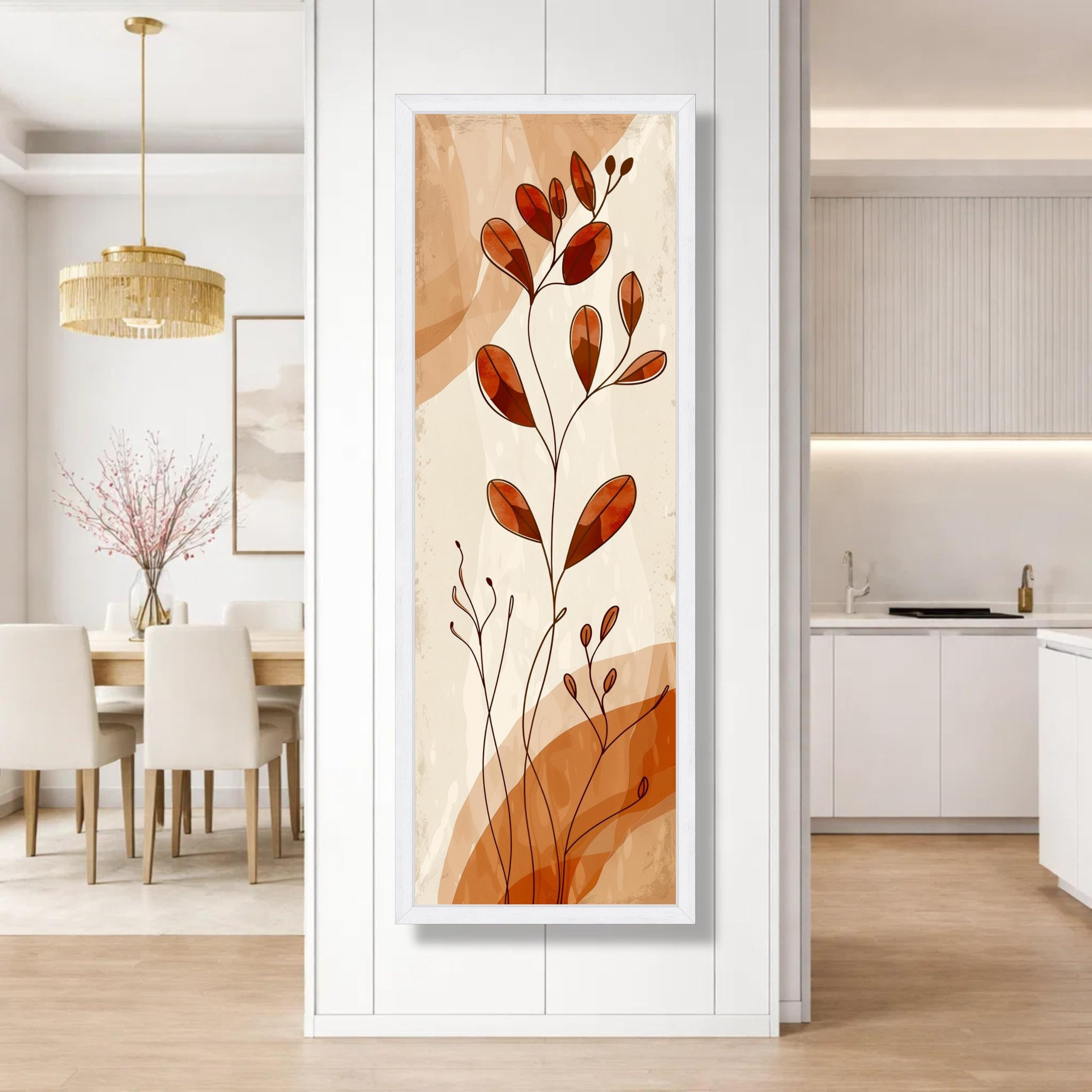CAOXTART Abstract Botanical Painting, Earth Tone Wall Art, Minimalist Plant Design, Floral Canvas Prints, Nature Home Decor(50x150cm/Frameless)