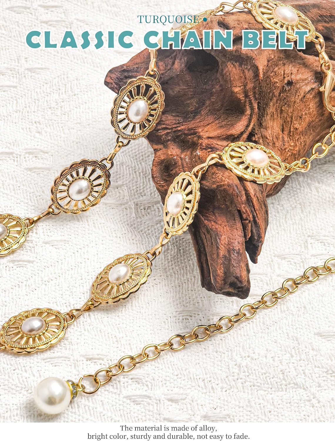AGEN KGEN Western Concho Belt for Women Cowgirl Metal Belt Vintage Boho ChainBelt for Dresses Jeans & Country Concert Outfit