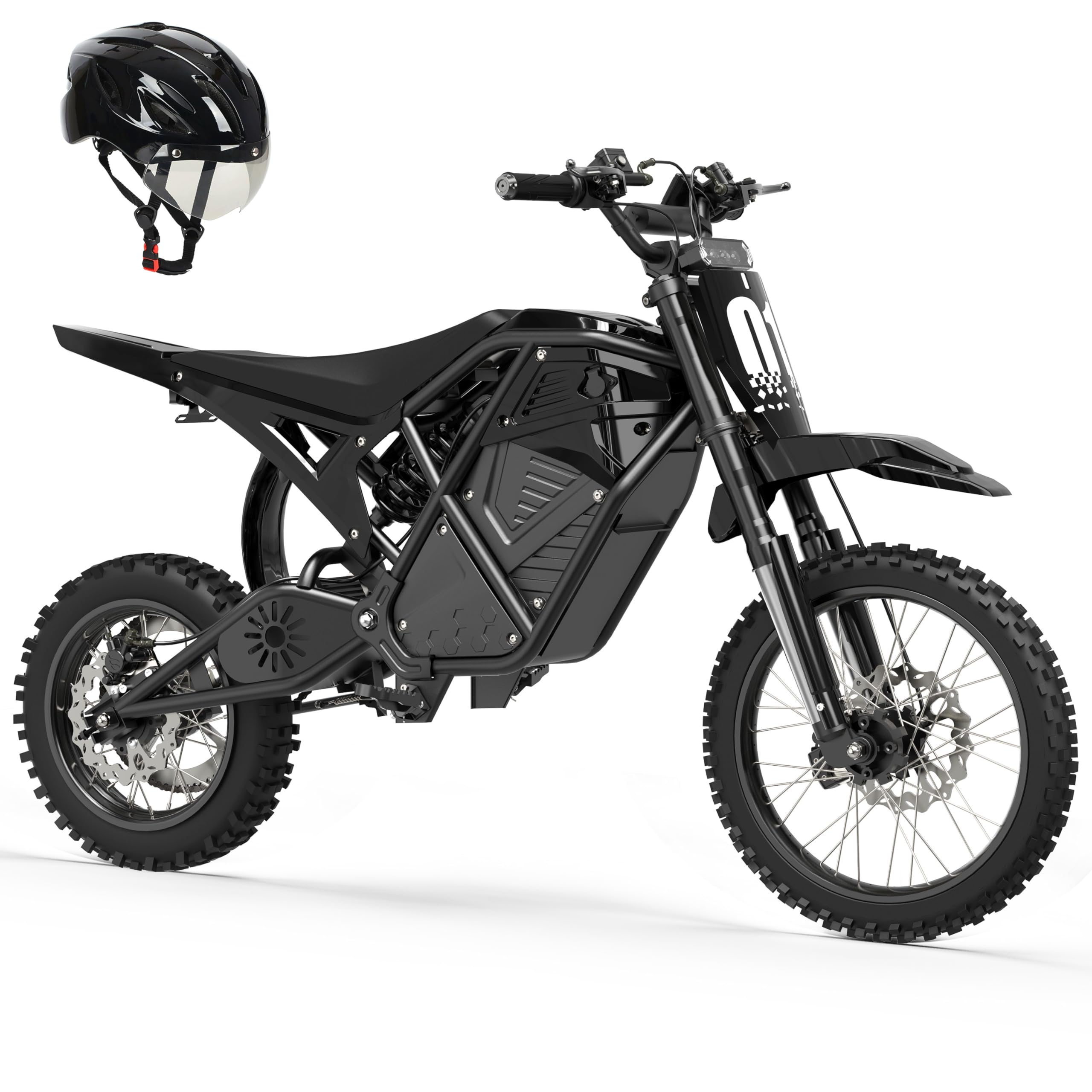 ESKUTE Electric Dirt Bike EDB001 in black, showcasing its design and features.