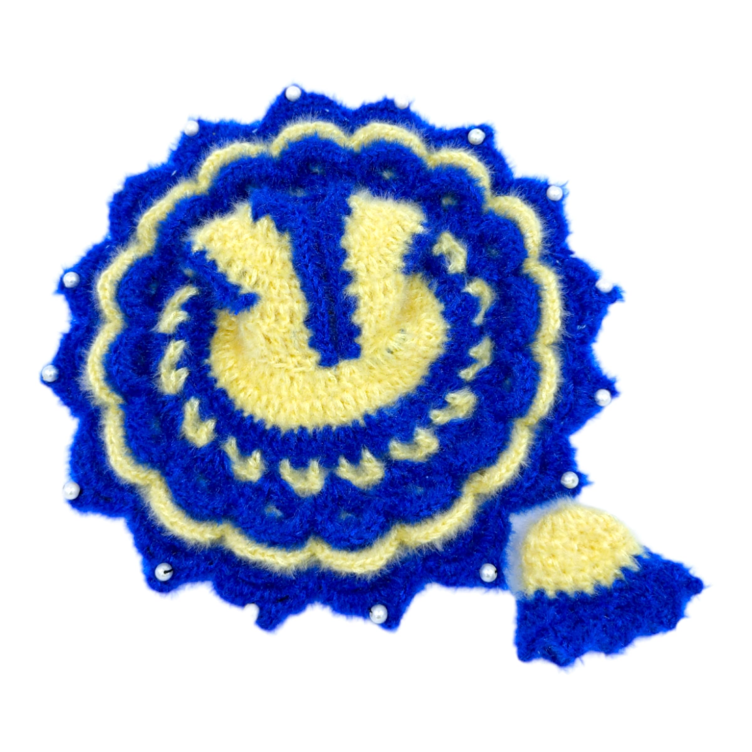 Adwait Laddu Gopal ji Woolen Poshak Dress for Winters | Thakur Ji Shyam Sundar Kanha Poshak Dress 6114 Size 3 (Blue n Cream)