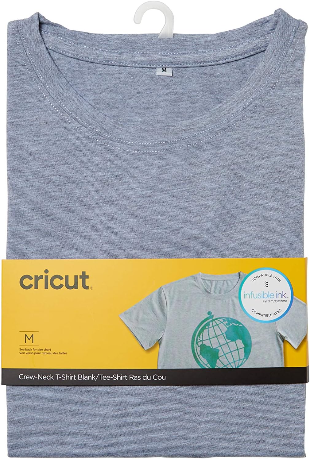 Cricut Men's T-Shirt Blank, Round Neck Grey, M