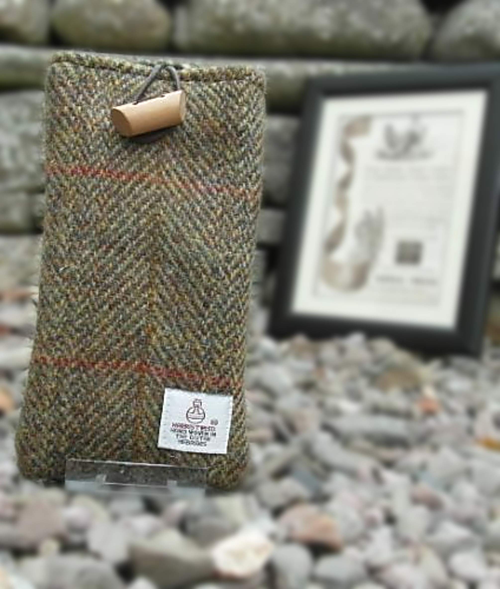 Authentic Harris Tweed Case Cover Sleeve Sock For iPhone 11-11 Pro & 11 Pro Max (Brown Overcheck, 11)