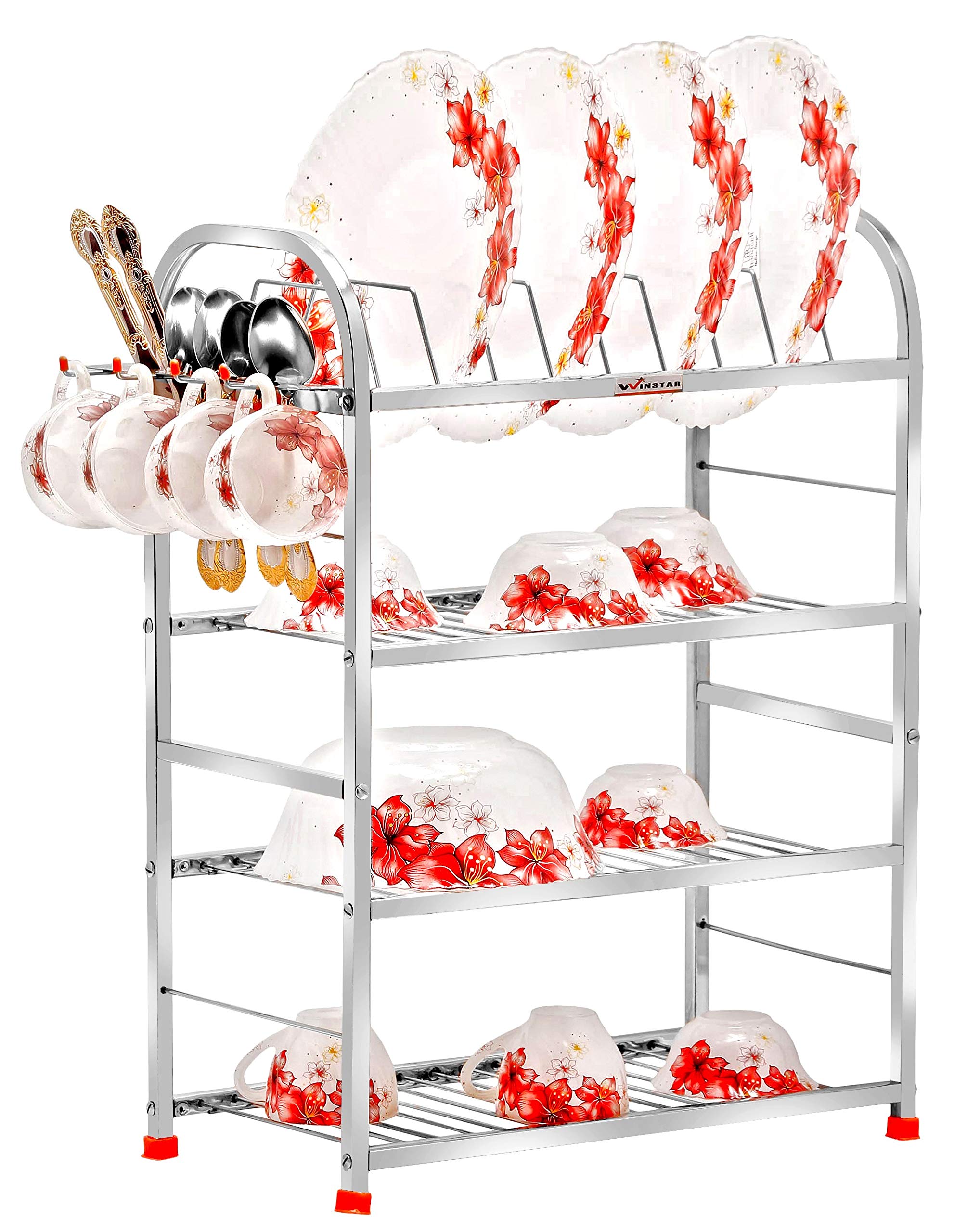 WINSTAR Stainless Steel 4 Shelf Wall Mount Kitchen Racks Dish Rack