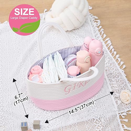 Miniatura 2 de DUHEL Organizador de pañales con asa, cesta de bebé para organizador y almacenamiento de pañales, artículos esenciales para recién nacidos, 3