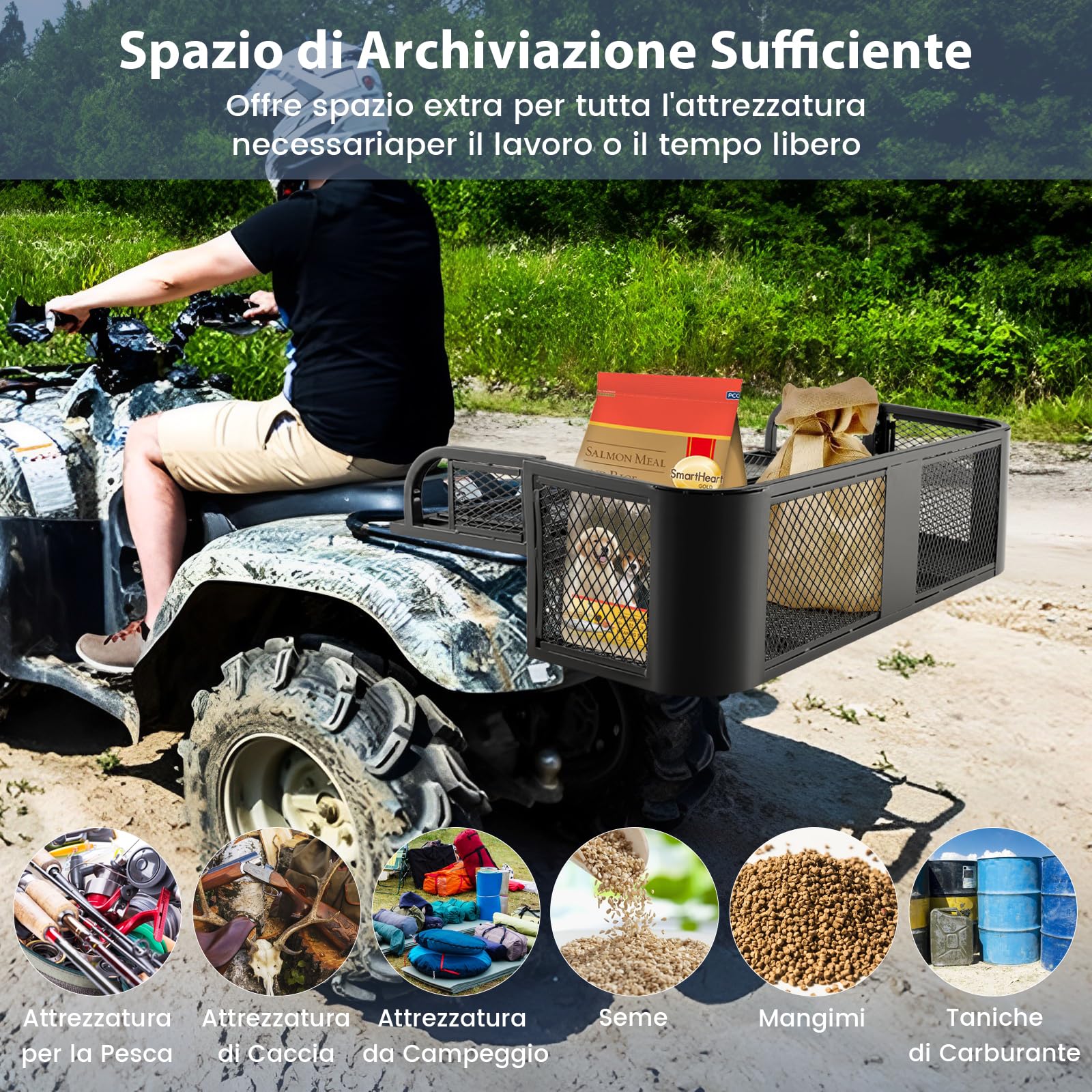 GYMAX Cesto di Carico, Cesto Portapacchi per Moto con telaio a Rete in Acciaio e Capacità di Carico di 25KG (Posteriore)