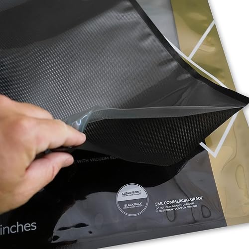 Miniatura 6 de Bolsas de diamante - Bolsas de sellado al vacío 5mil - 50 bolsas (15x20, NegroTransparente)